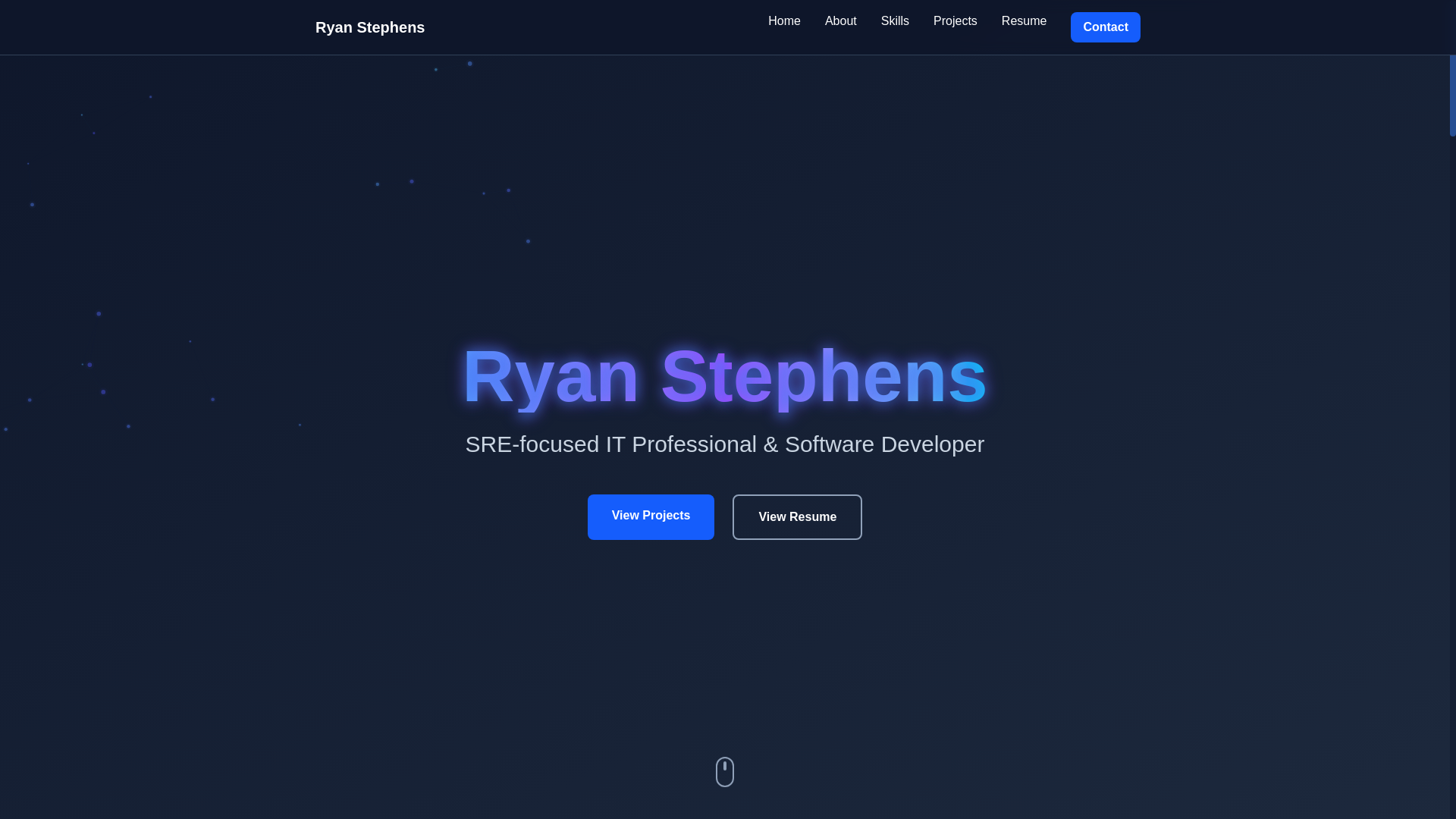 website screenshot of https://ryan-stephens-portfolio.pages.dev/