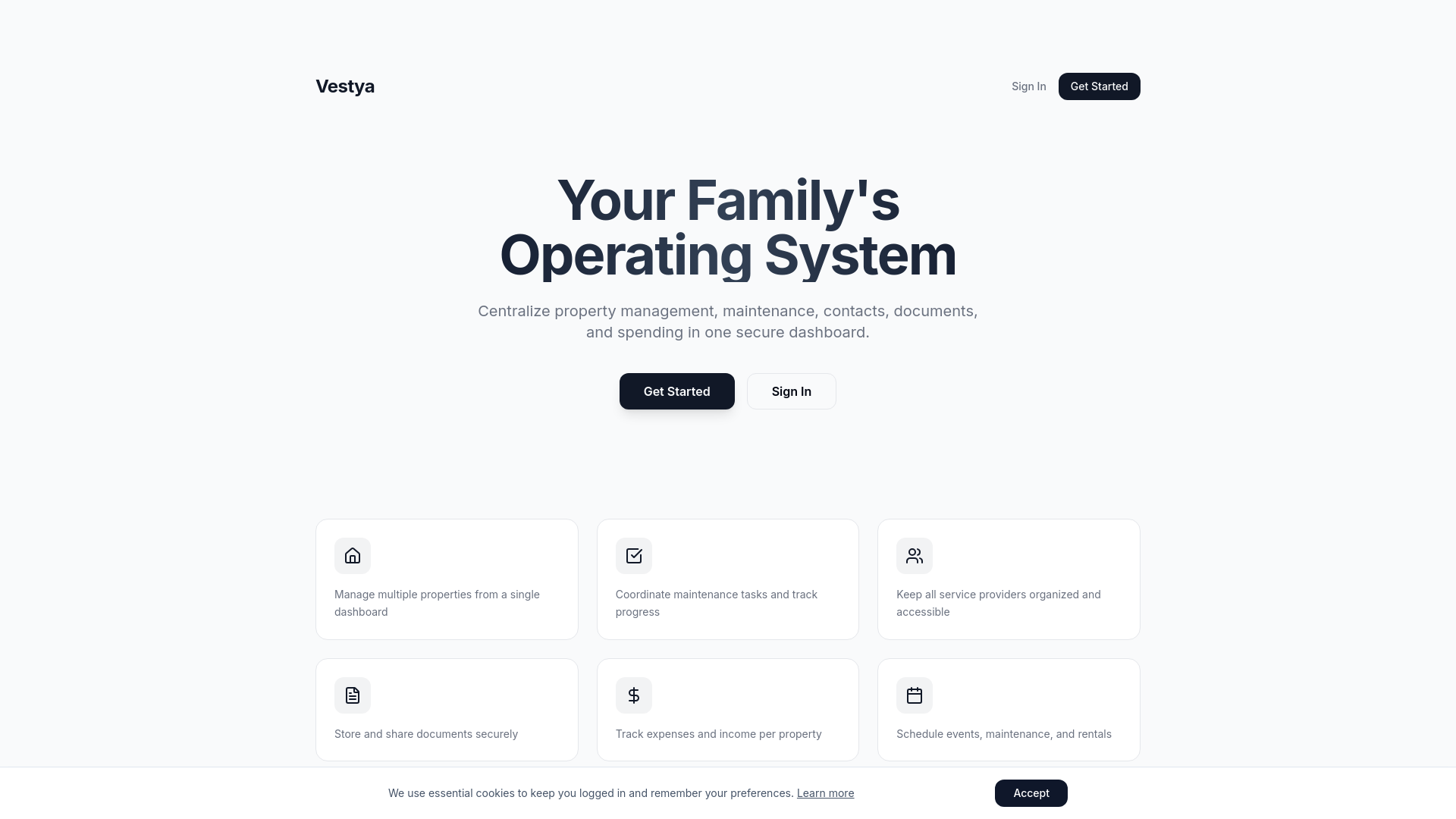 website screenshot of https://vestya.net