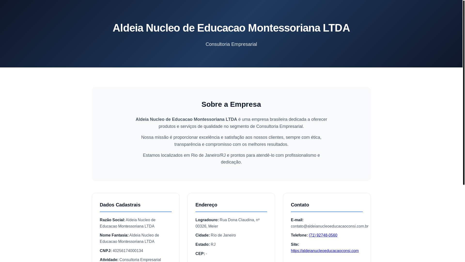 website screenshot of https://aldeianucleoeducacaoconsi.com/