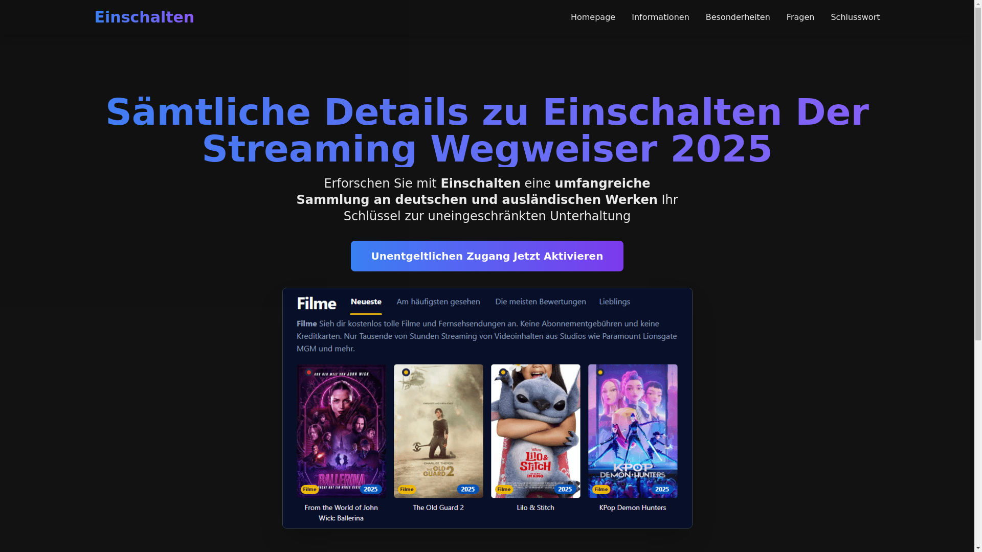 website screenshot of https://einschalten-1ewo.pages.dev/