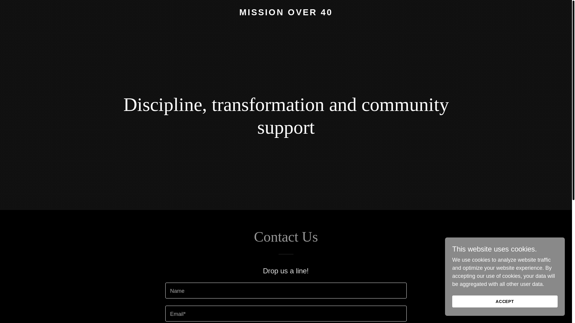 website screenshot of https://missionover40.com/