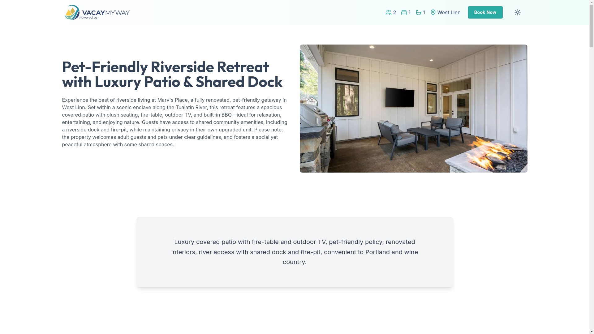 website screenshot of https://sereneriverside.vacations/