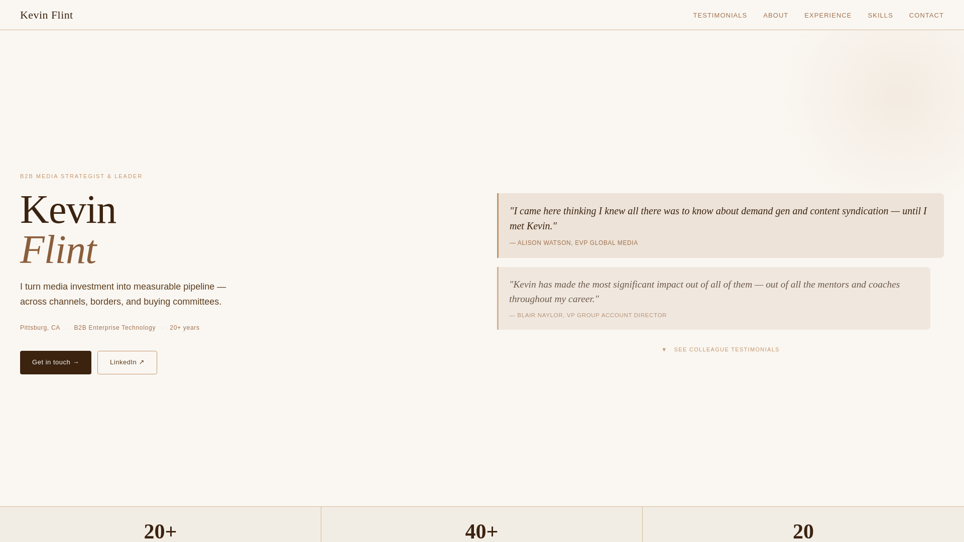 website screenshot of https://kevinflint2026resume.com/