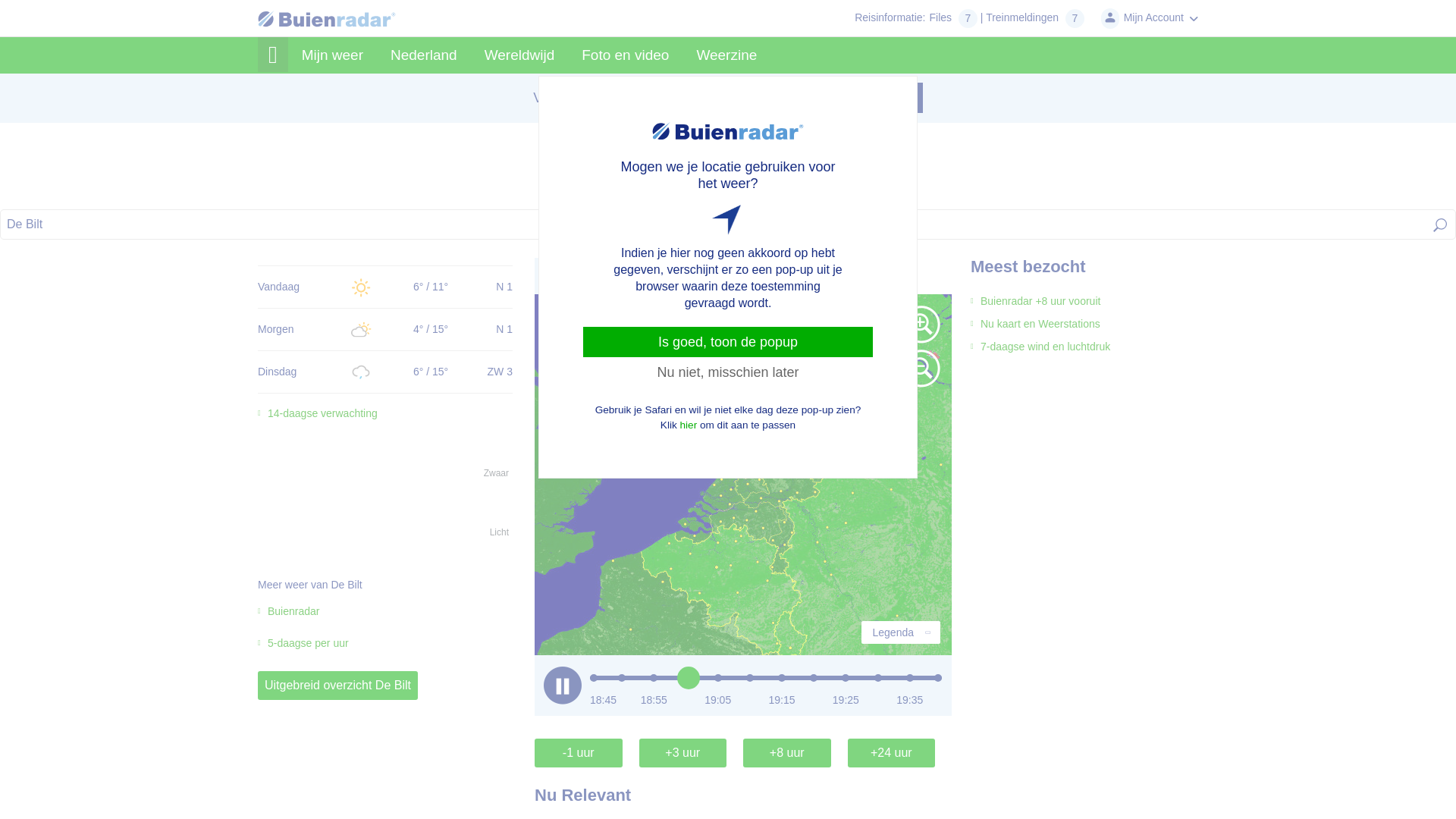 website screenshot of https://www.buienradar.nl