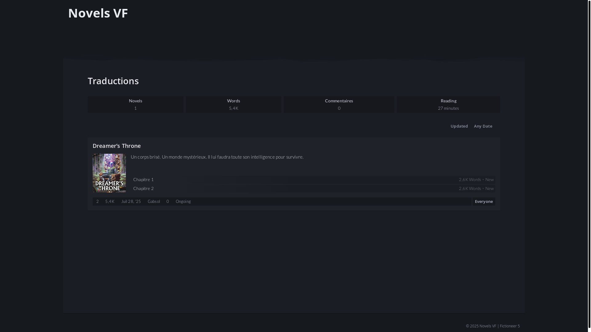 website screenshot of https://novelsvf.pages.dev/