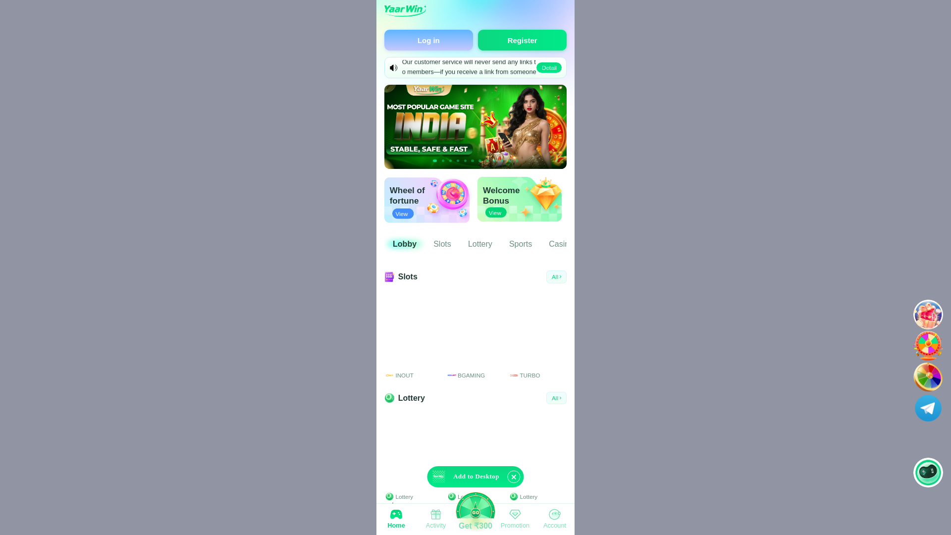 website screenshot of https://yaarwin2.site/