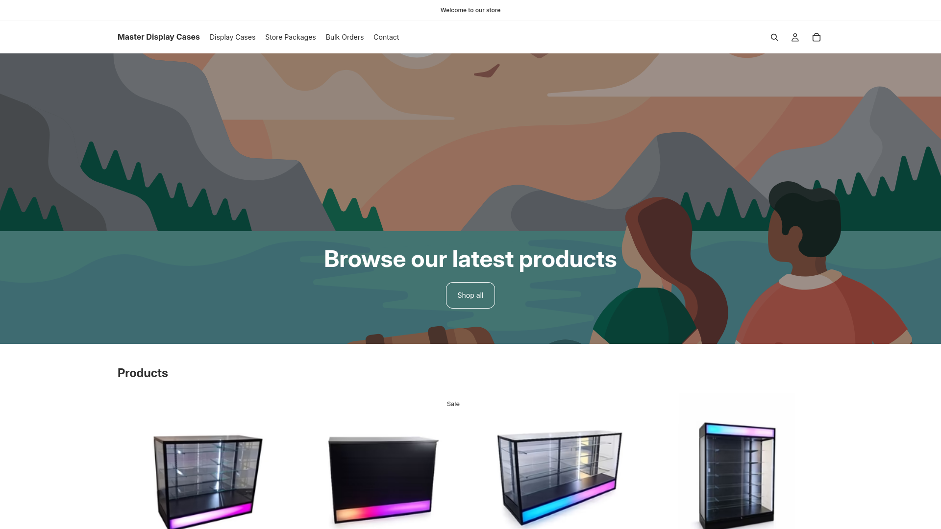 website screenshot of https://masterdisplaycases.com/