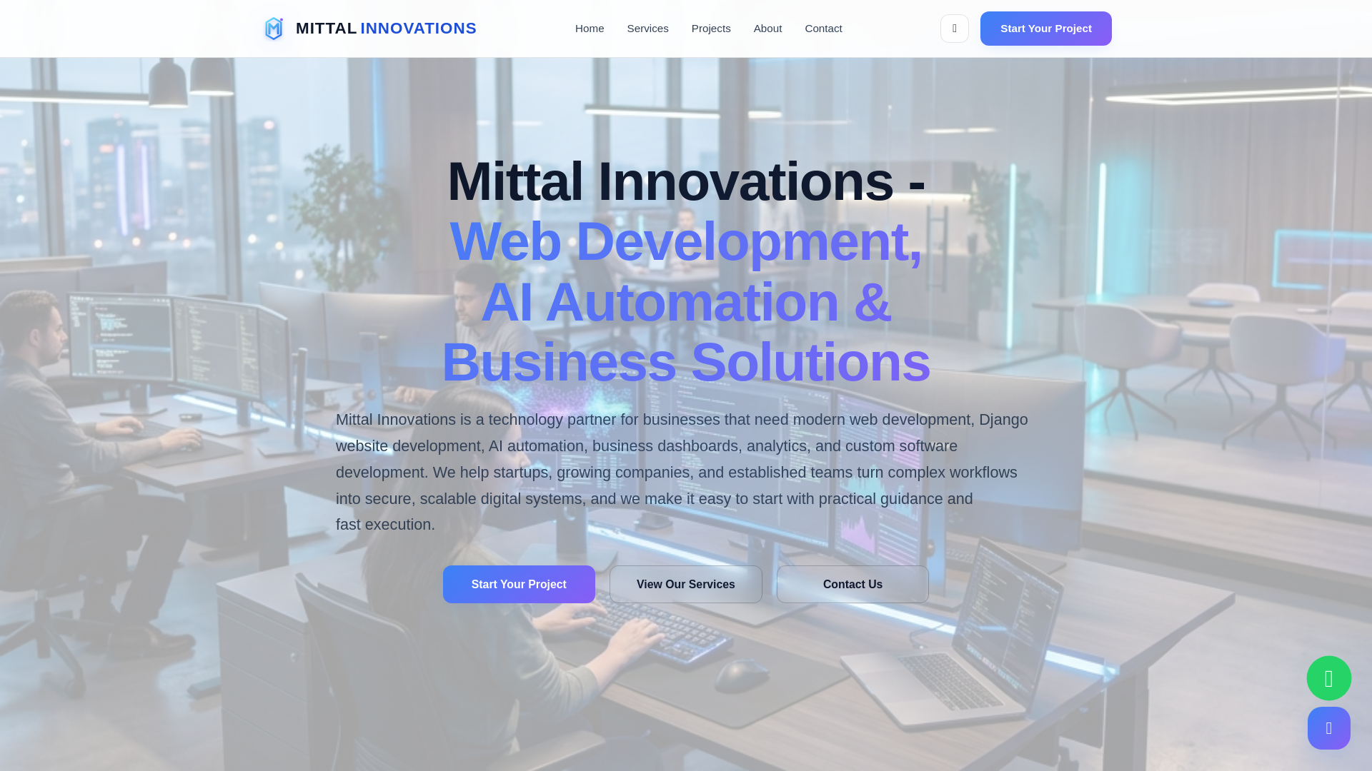 website screenshot of https://mittalinnovations.in/