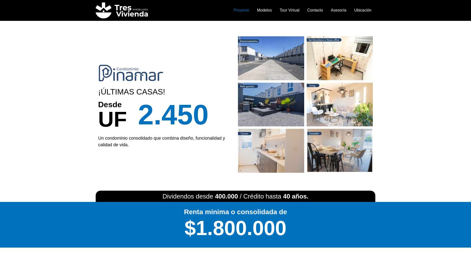 website screenshot of https://tresvivienda.cl