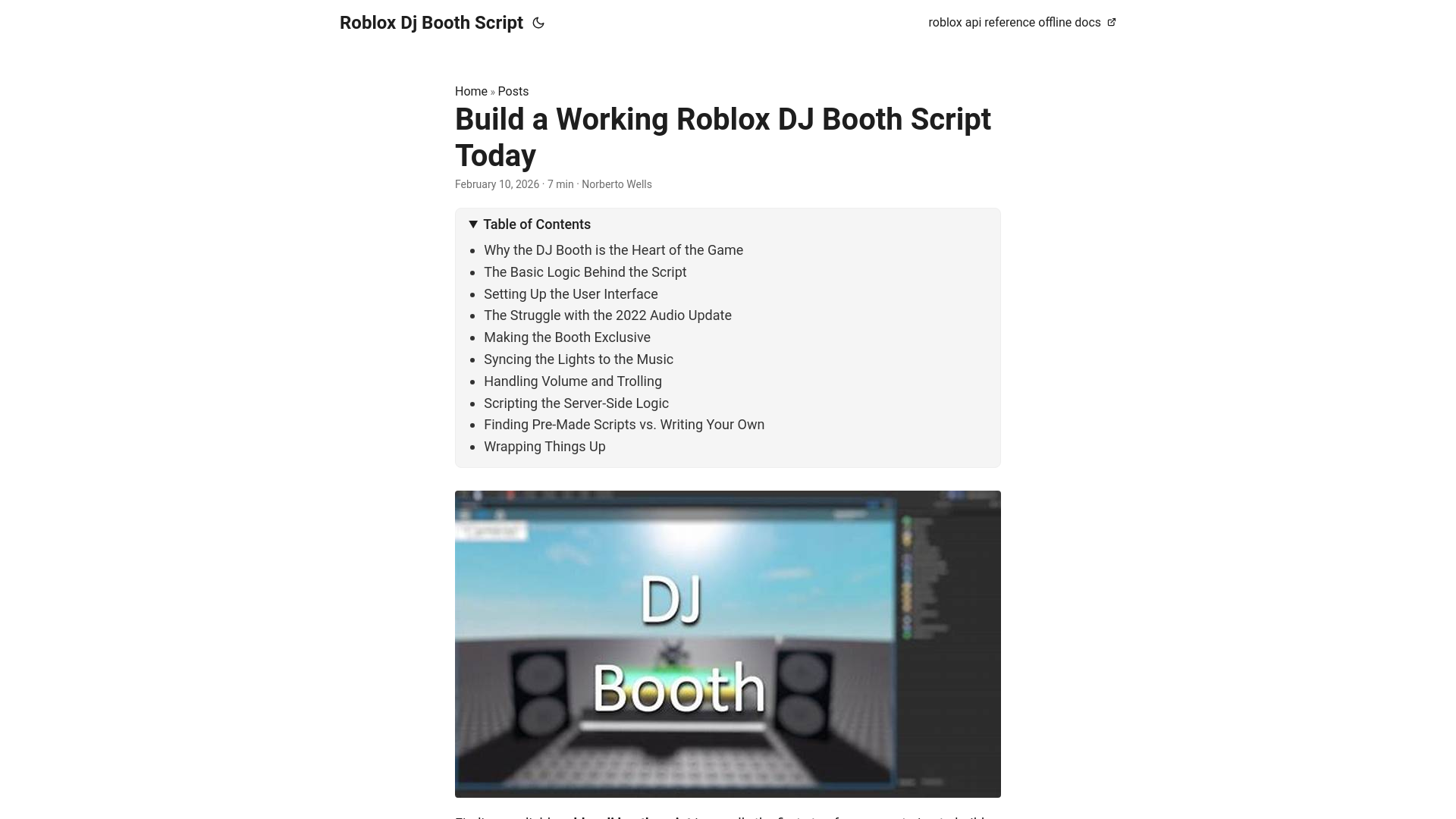 website screenshot of https://roblox-dj-booth-script.pages.dev/