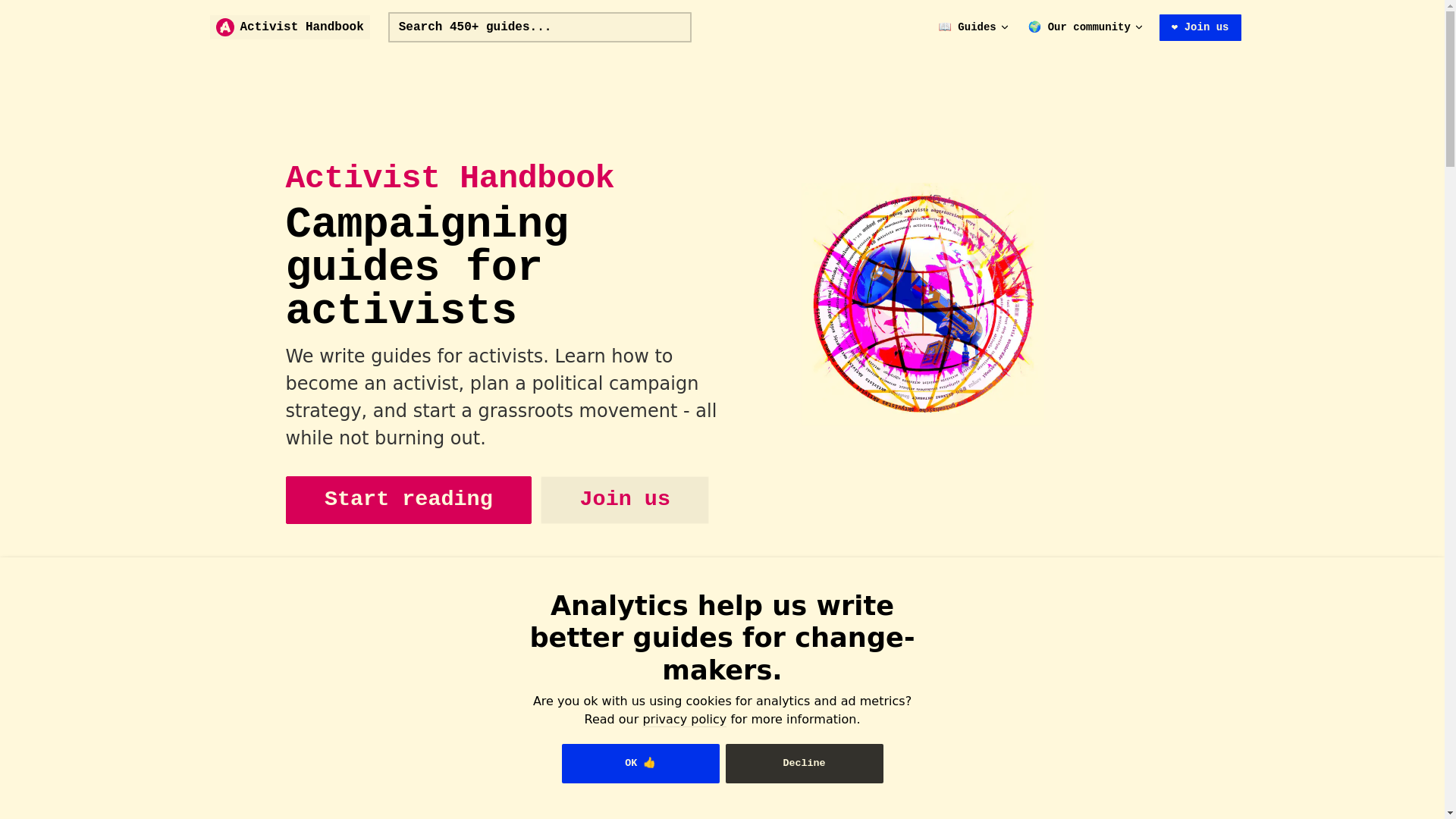 website screenshot of https://activisthandbook.pages.dev/