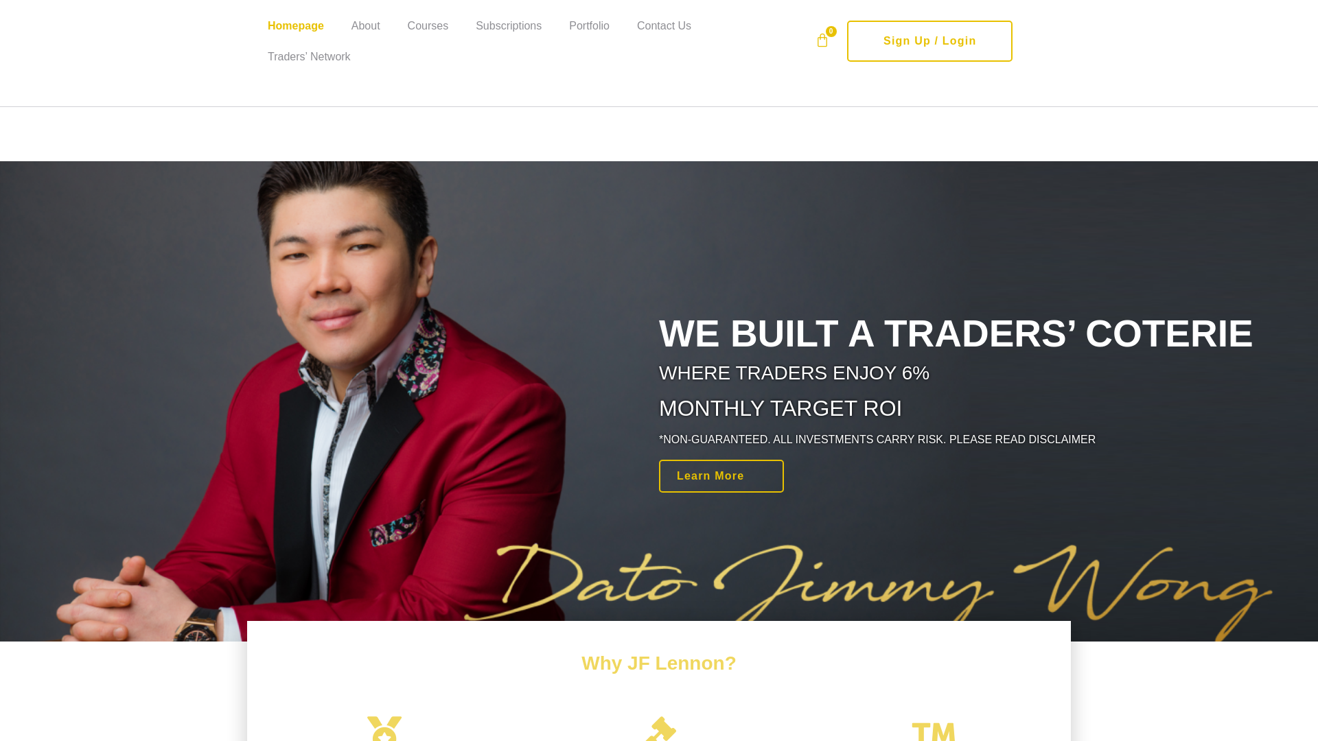 website screenshot of https://www.jflennon.com
