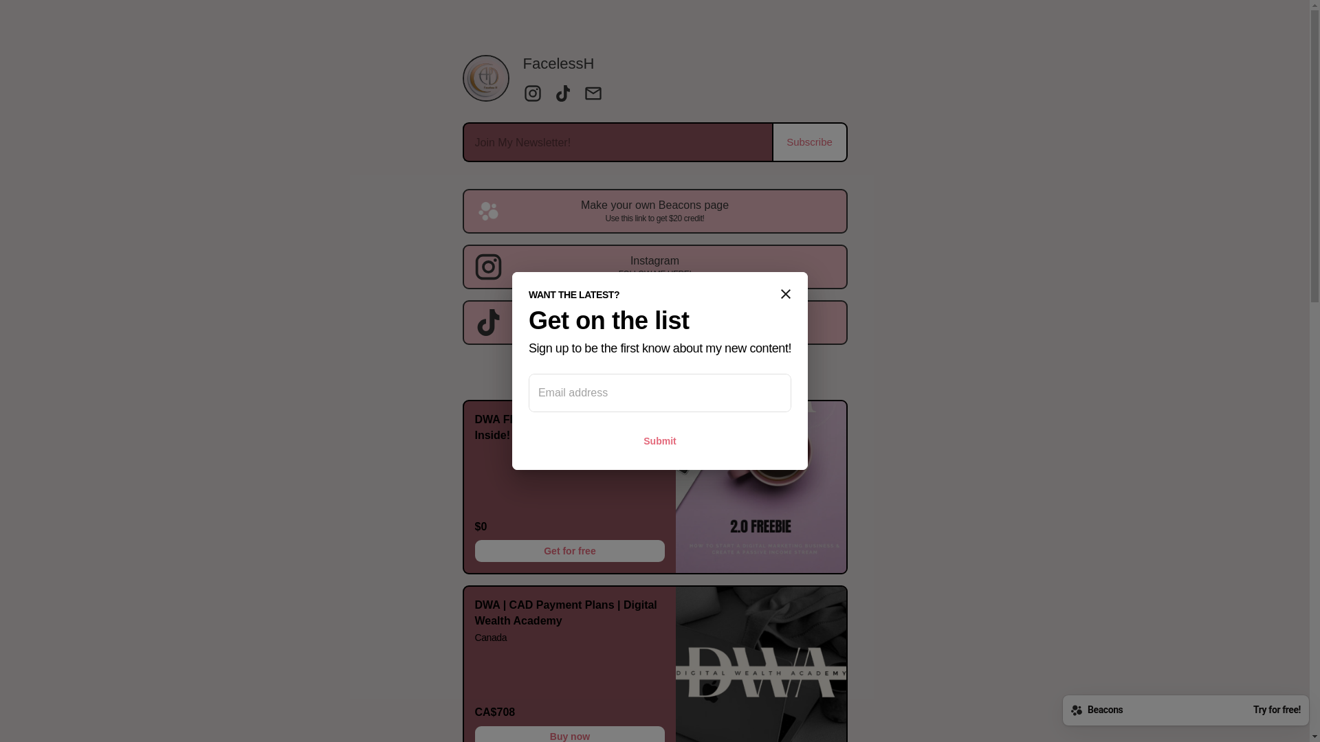 website screenshot of https://facelessh.info/