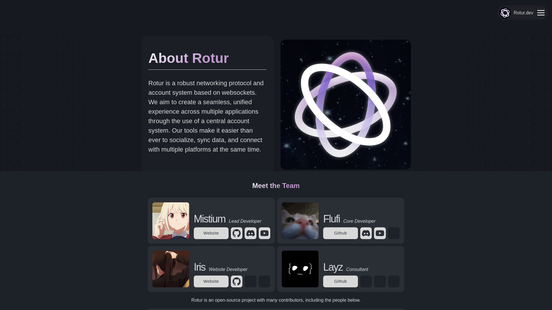 website screenshot of https://rotur.dev/