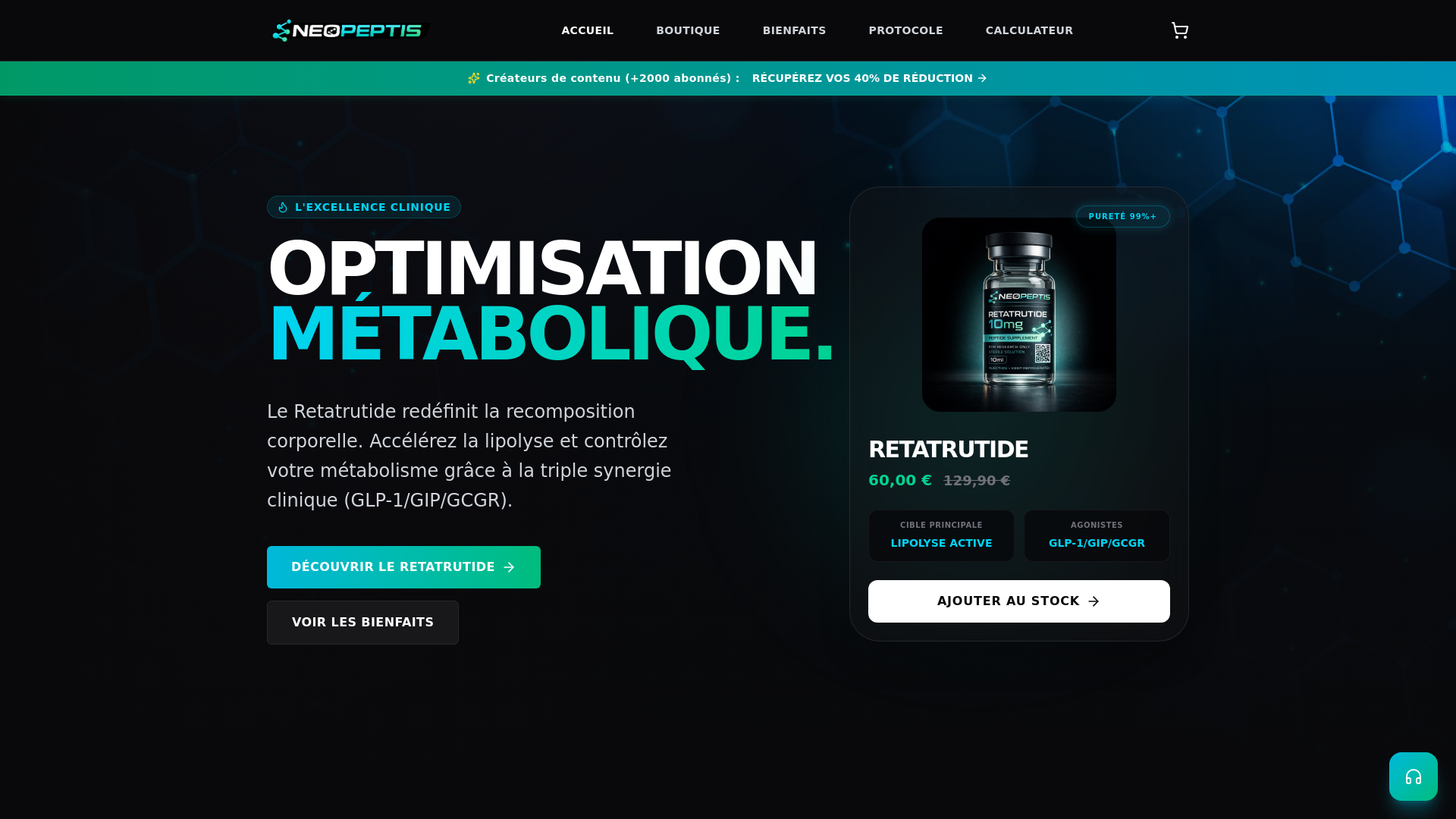 website screenshot of https://neopeptis.store