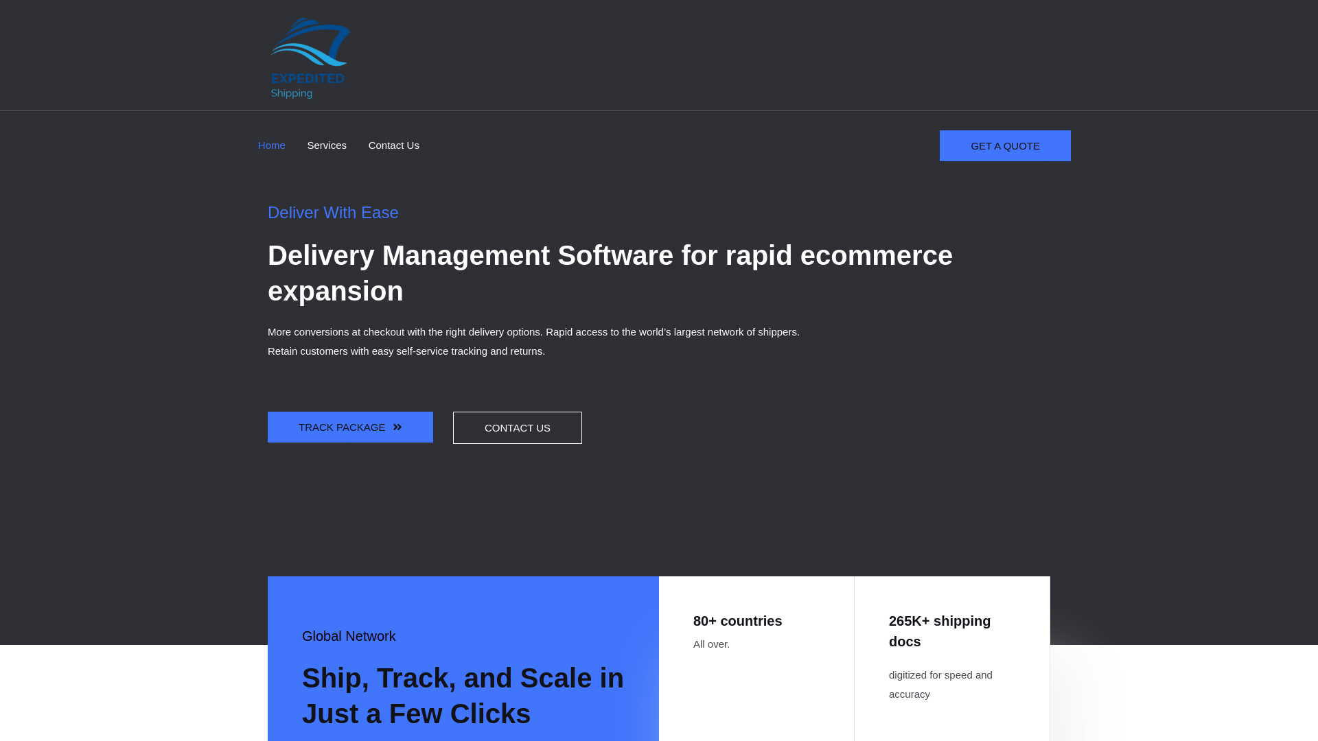 website screenshot of https://expeditedrouteshippingagency.com