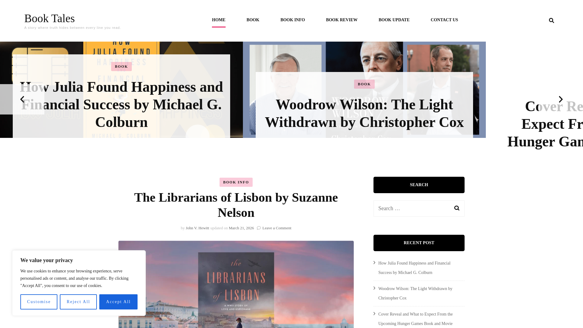 website screenshot of https://booktales.website/