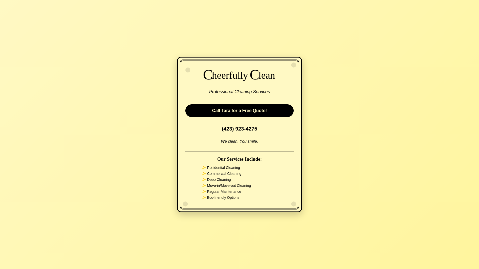 website screenshot of https://cheerfullyclean.com/