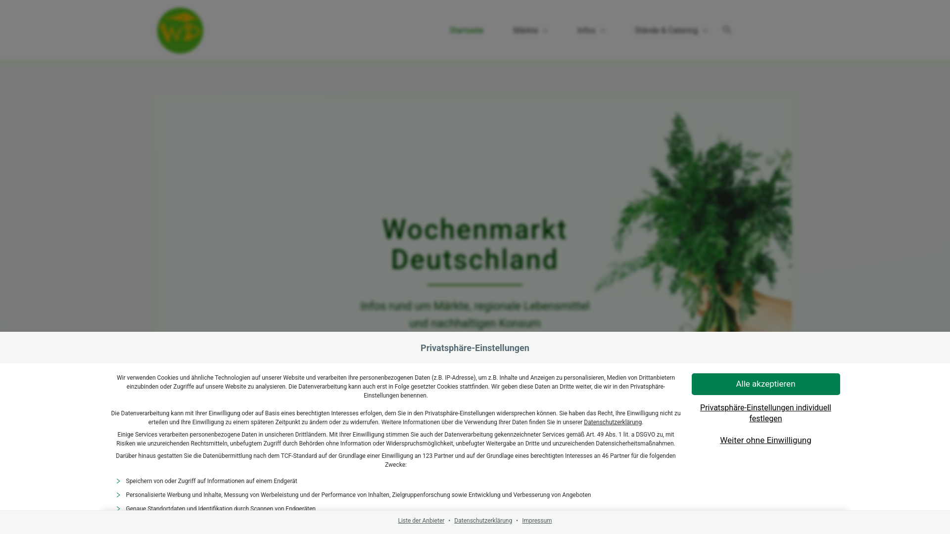 website screenshot of https://wochenmarkt-deutschland.de
