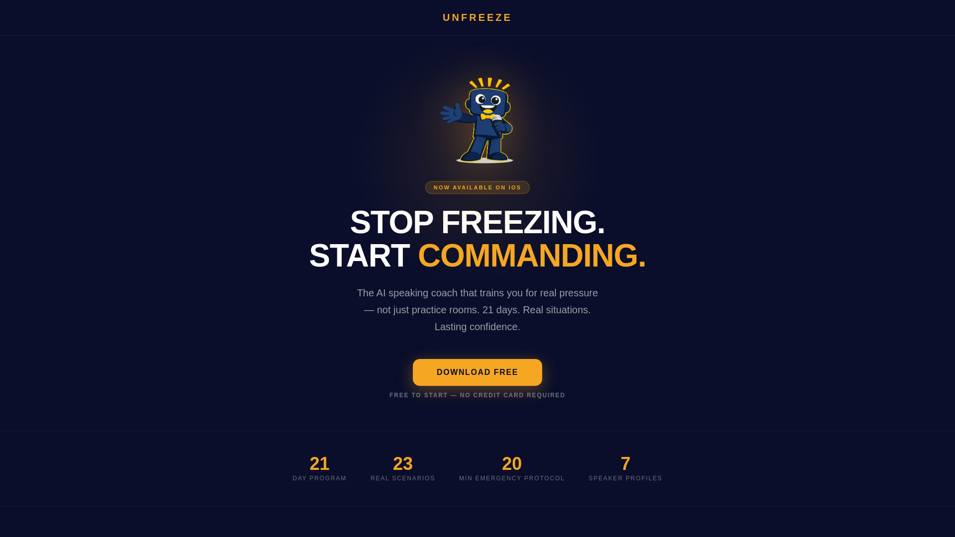 website screenshot of https://getunfreeze.app
