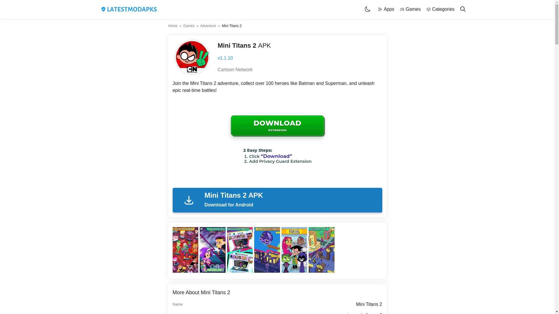 website screenshot of https://mini-titans-2.latestmodapks.com/