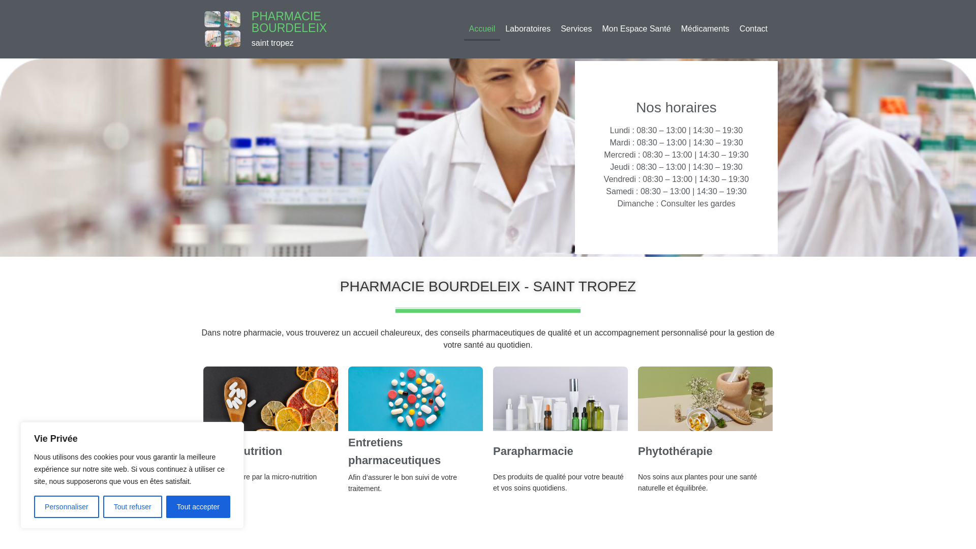 website screenshot of https://pharmaciebourderleix-st-tropez.fr/