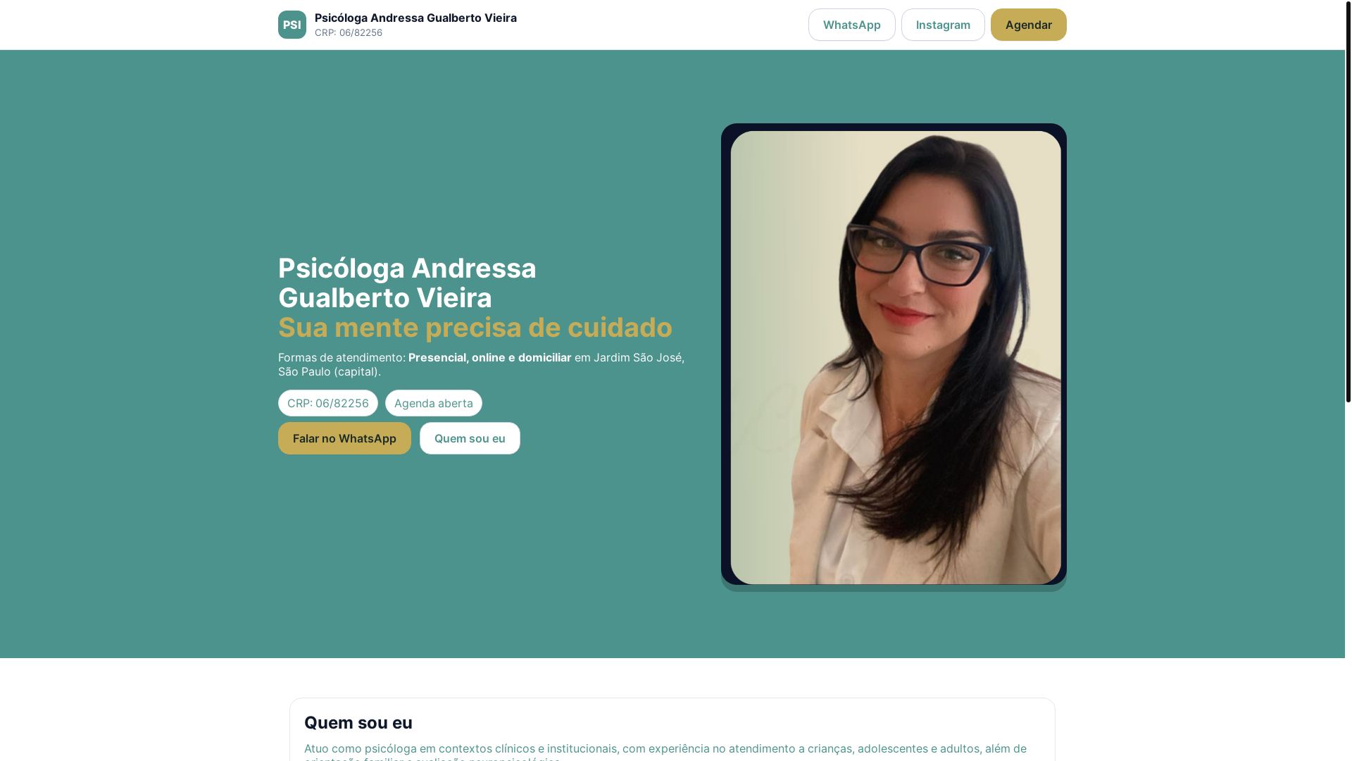 website screenshot of https://psicologaandressagualberto.com.br/