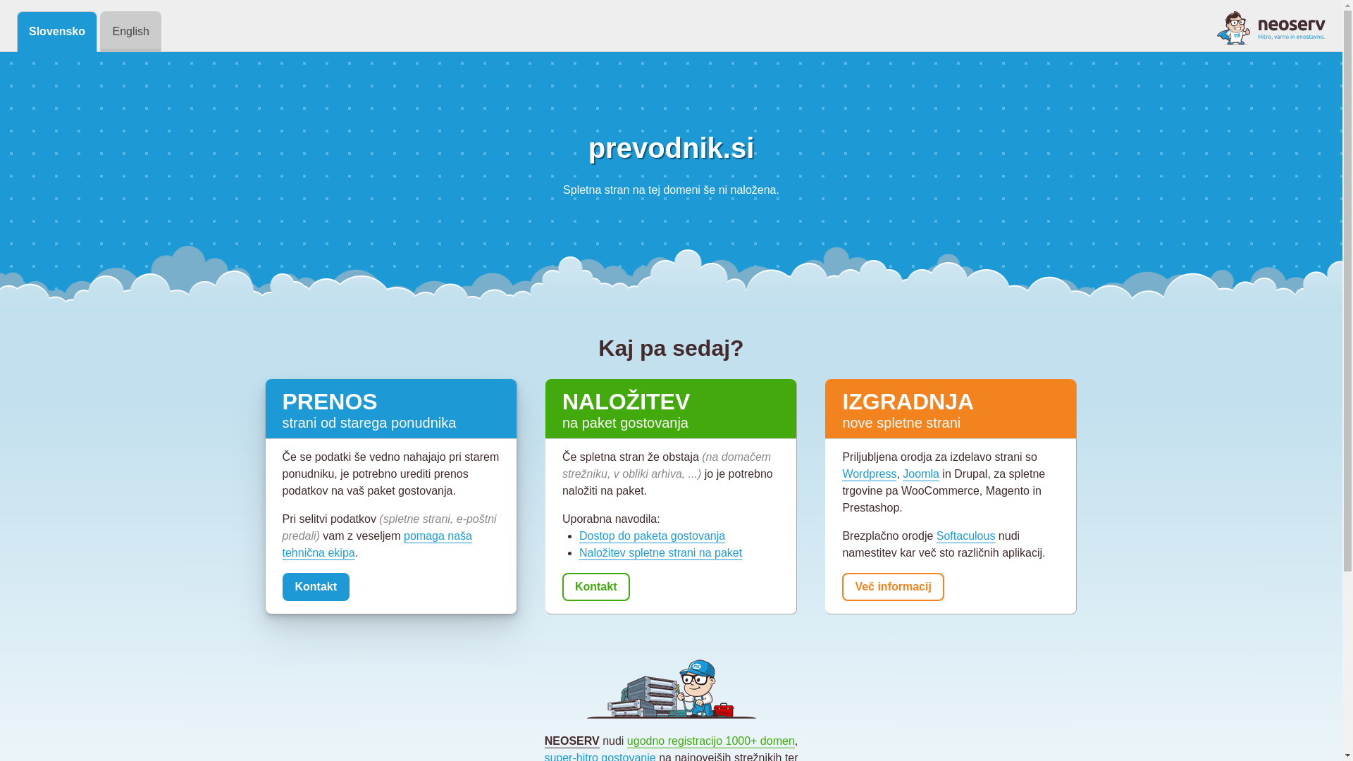 website screenshot of https://prevodnik.si/