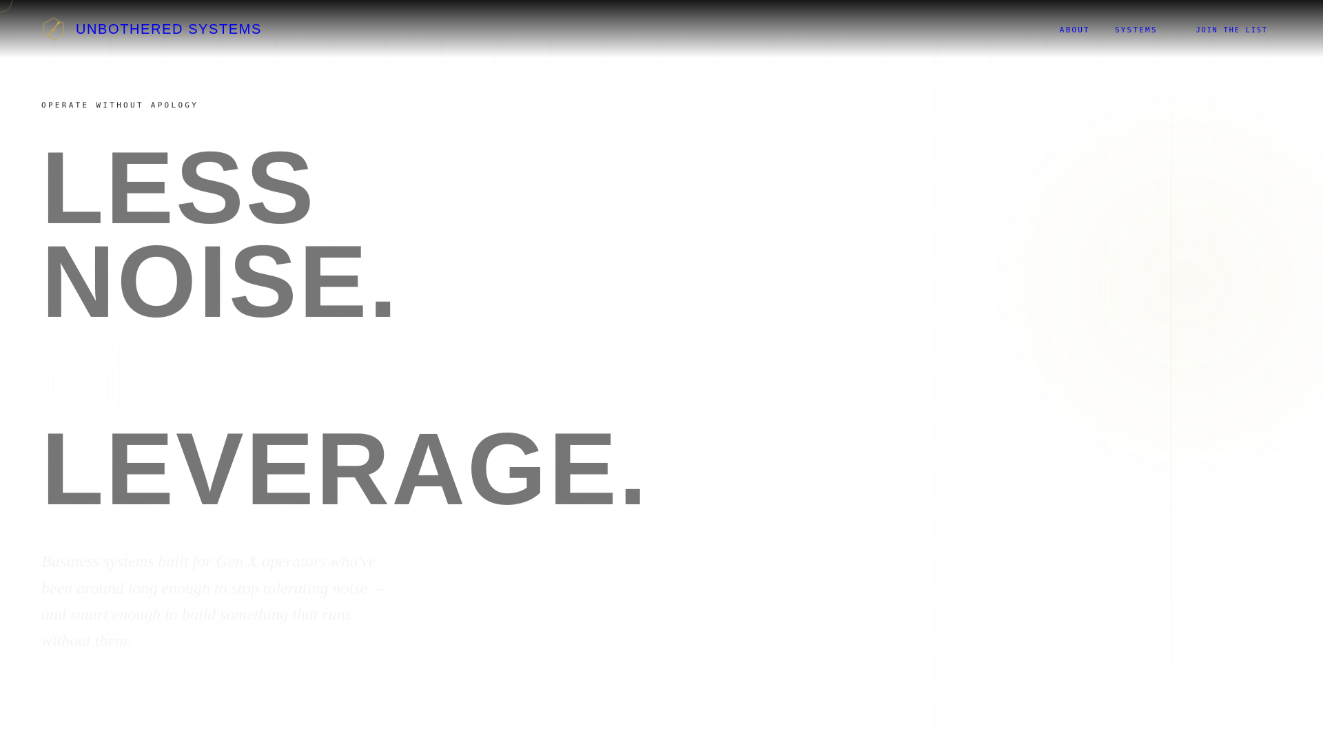 website screenshot of https://unbotheredsystems.net