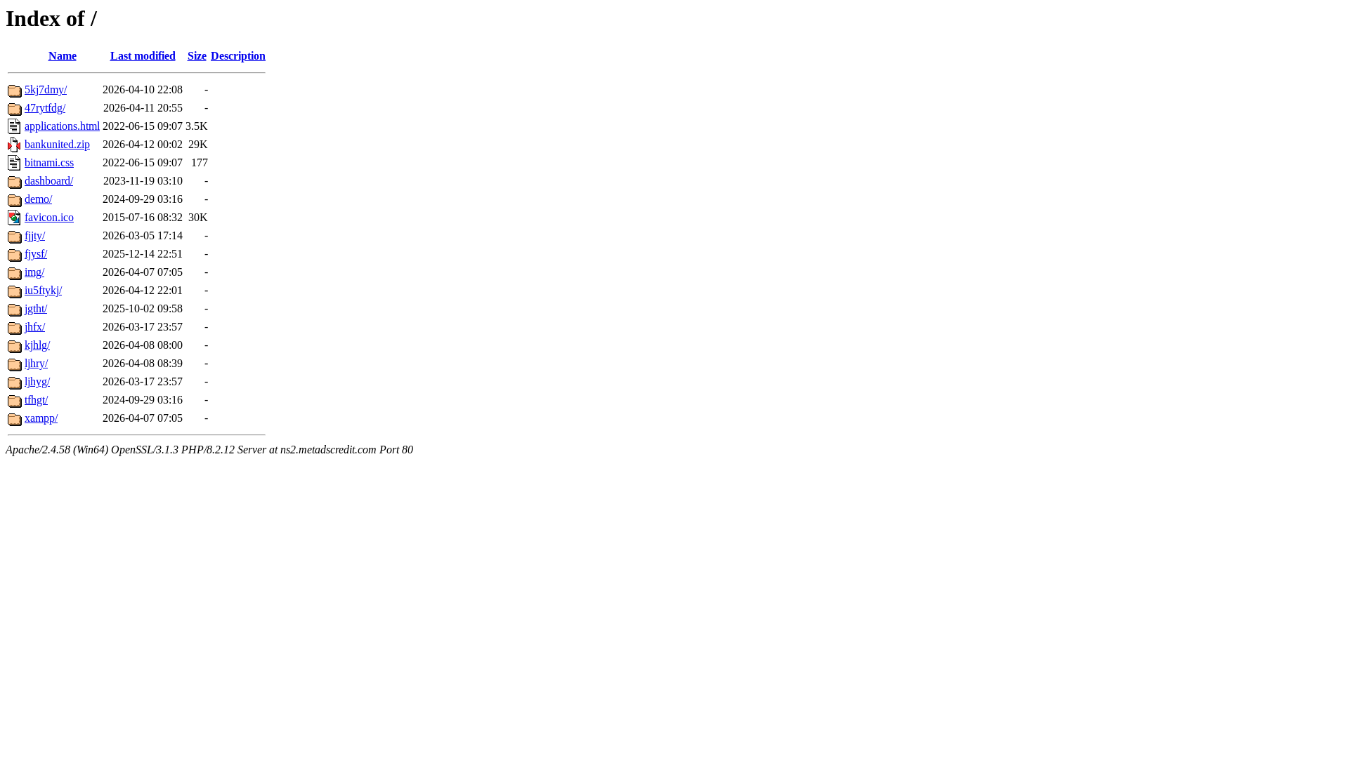 website screenshot of https://ns2.metadscredit.com