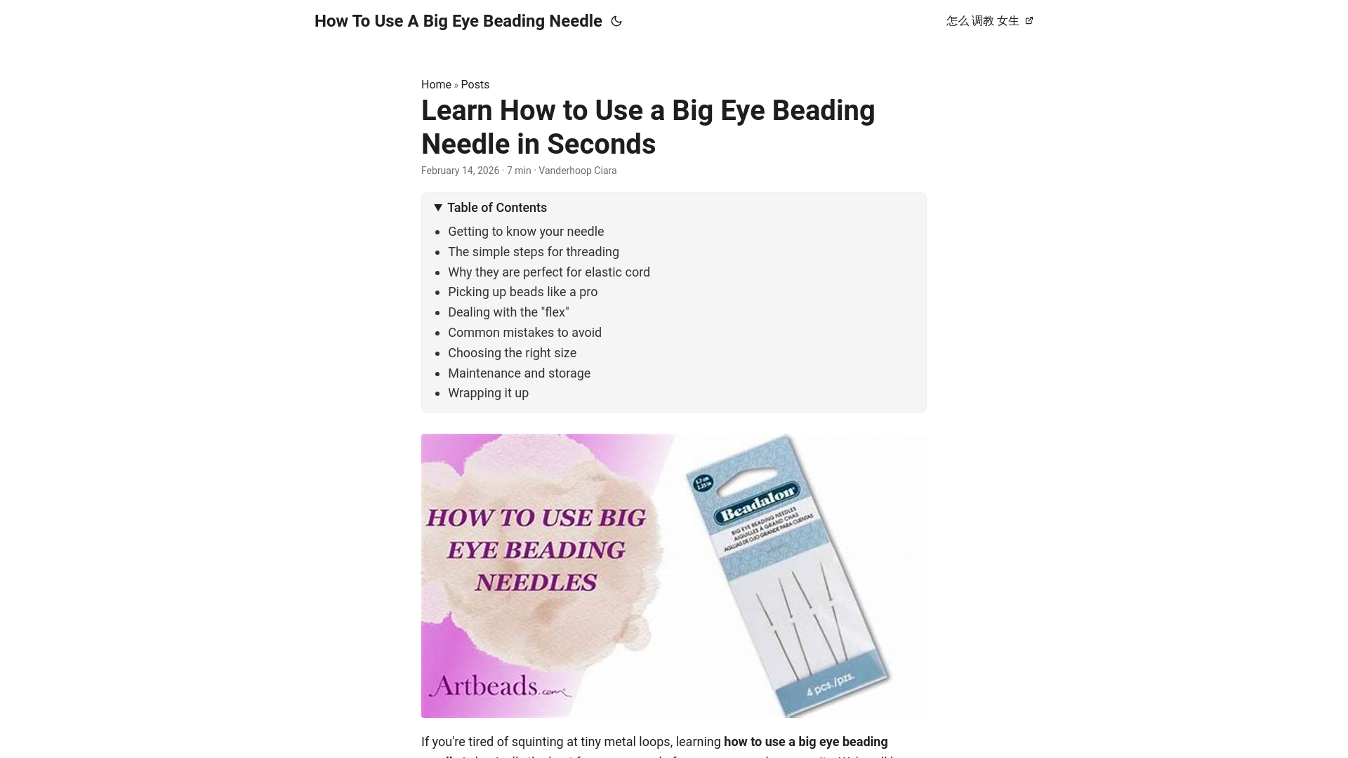 website screenshot of https://how-to-use-a-big-eye-beading-needle.pages.dev/