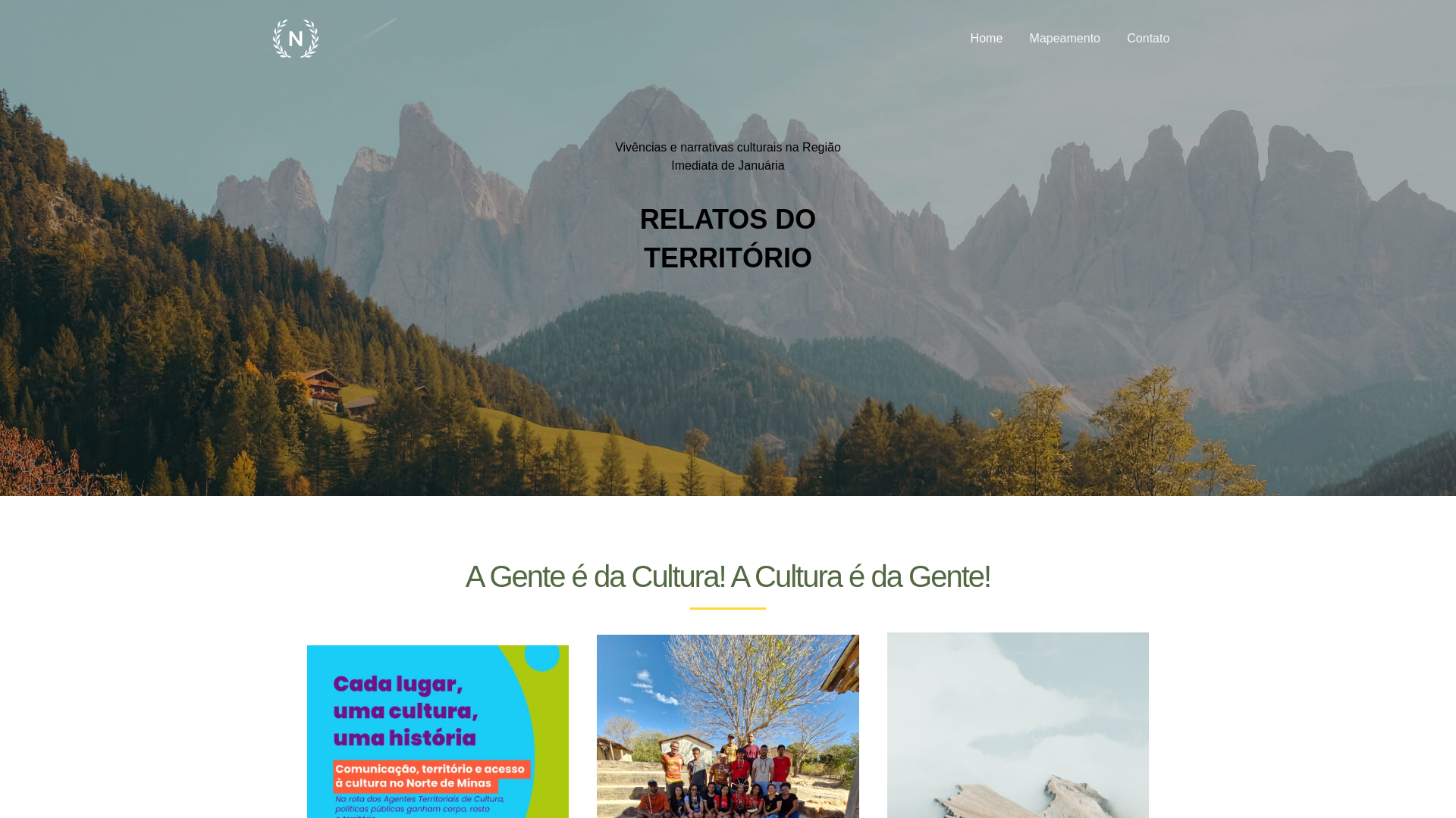 website screenshot of https://relatosdoterritorio.art.br