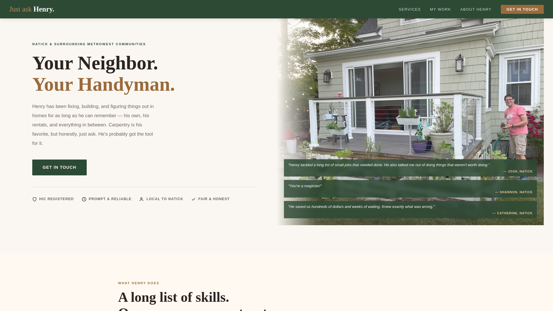 website screenshot of https://just-ask-henry.com