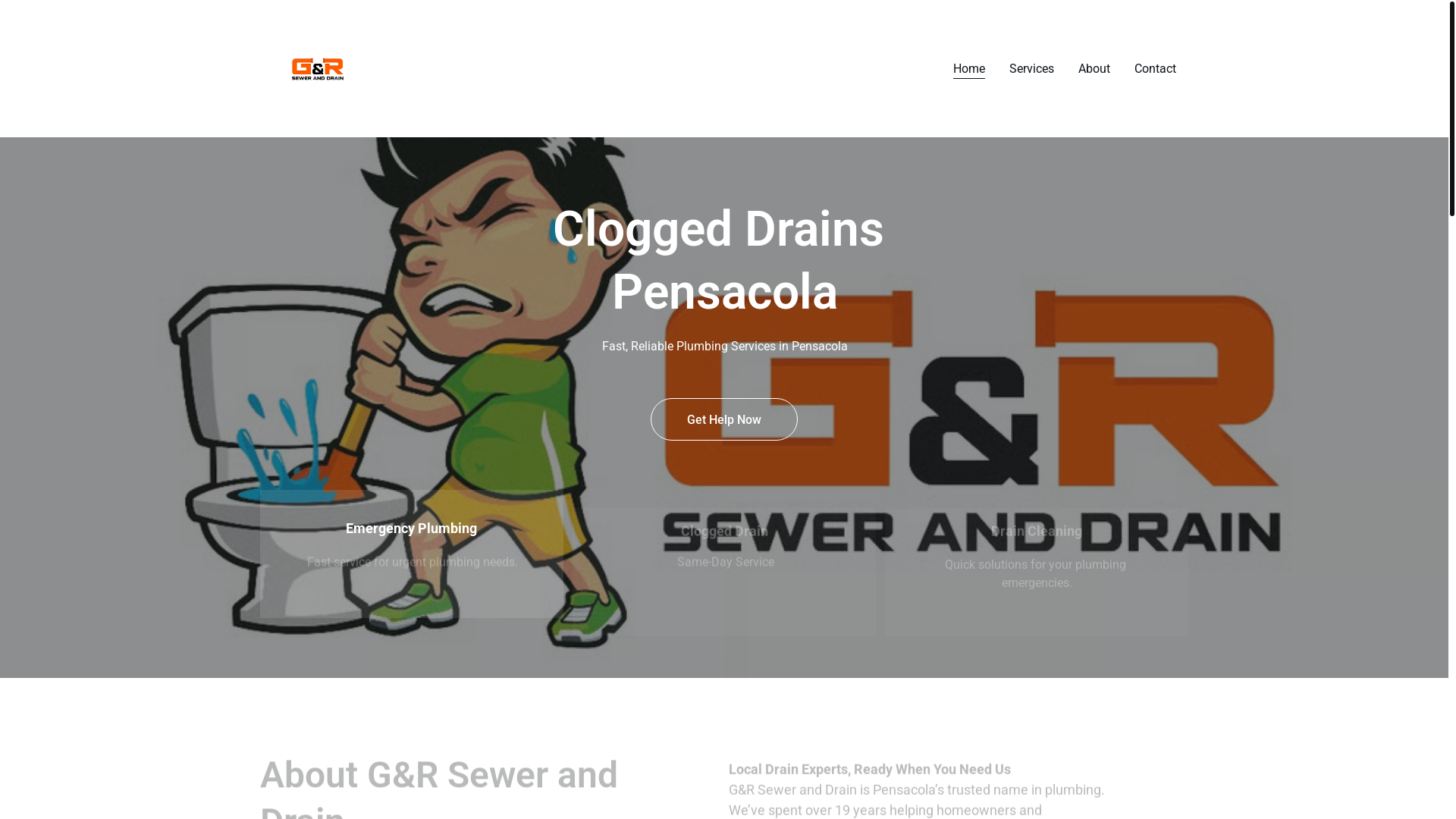 website screenshot of https://pensacolacloggeddrains.com/