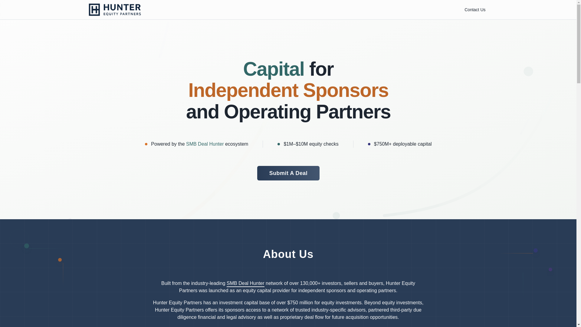 website screenshot of https://hunterequitypartners.com/