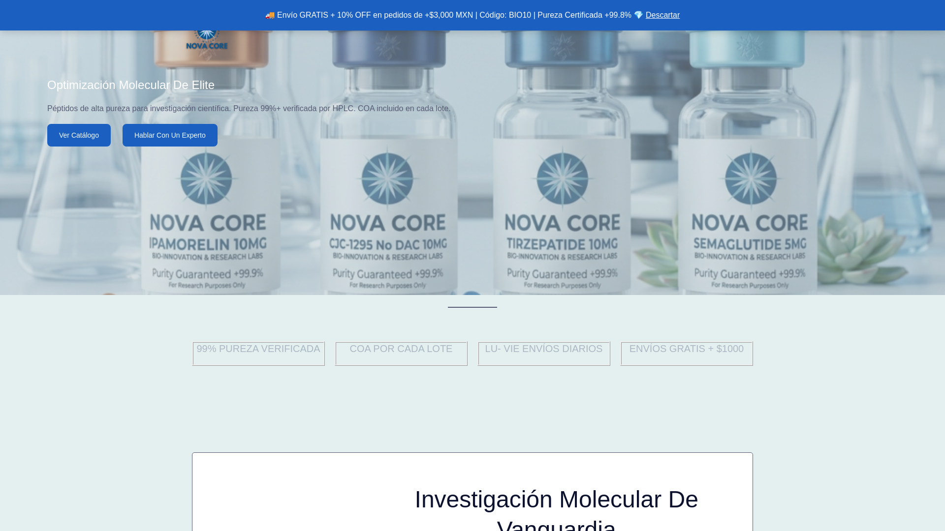 website screenshot of https://novacorebio.mx/