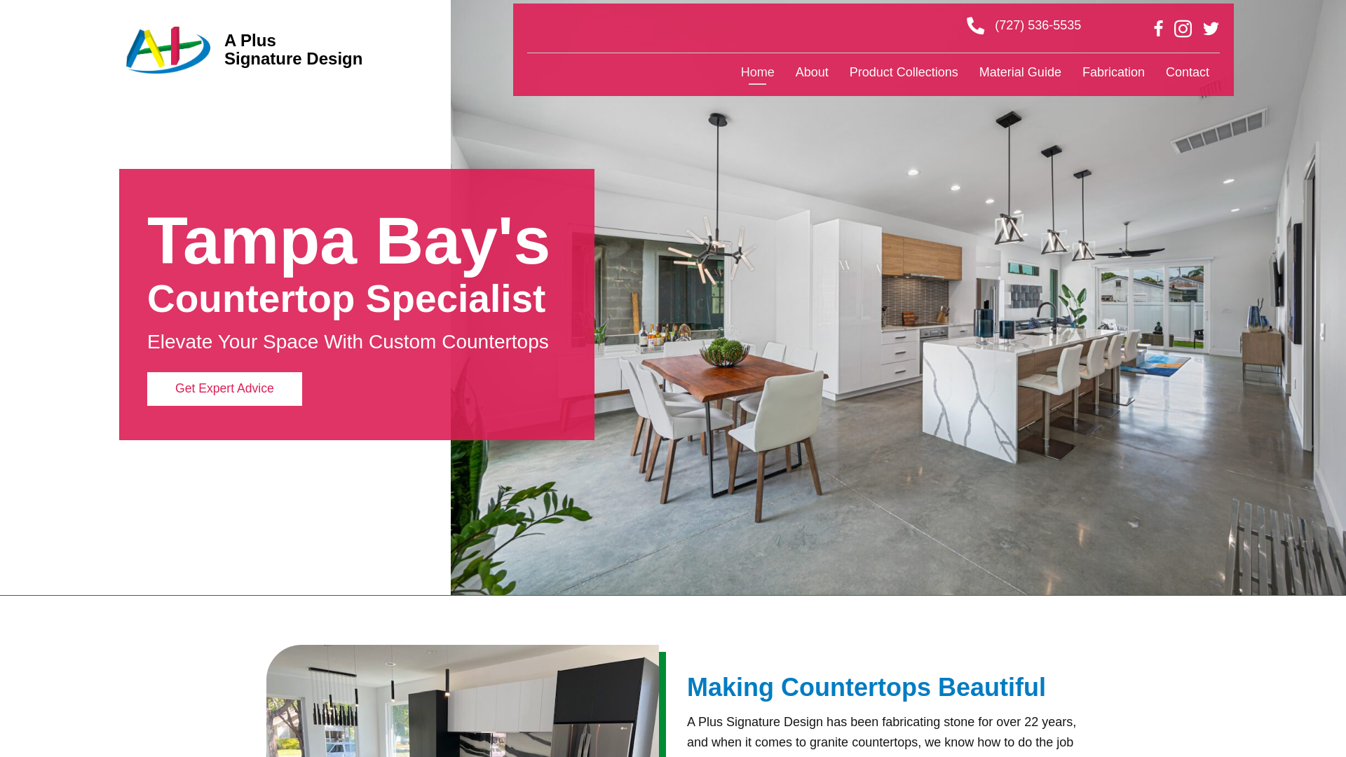 website screenshot of https://apluscounters.net/