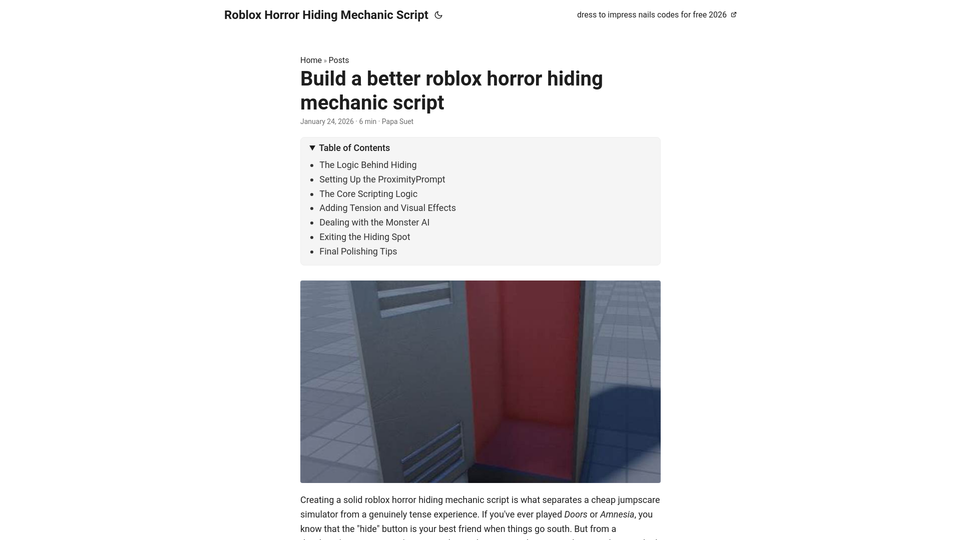 website screenshot of https://roblox-horror-hiding-mechanic-script.pages.dev/