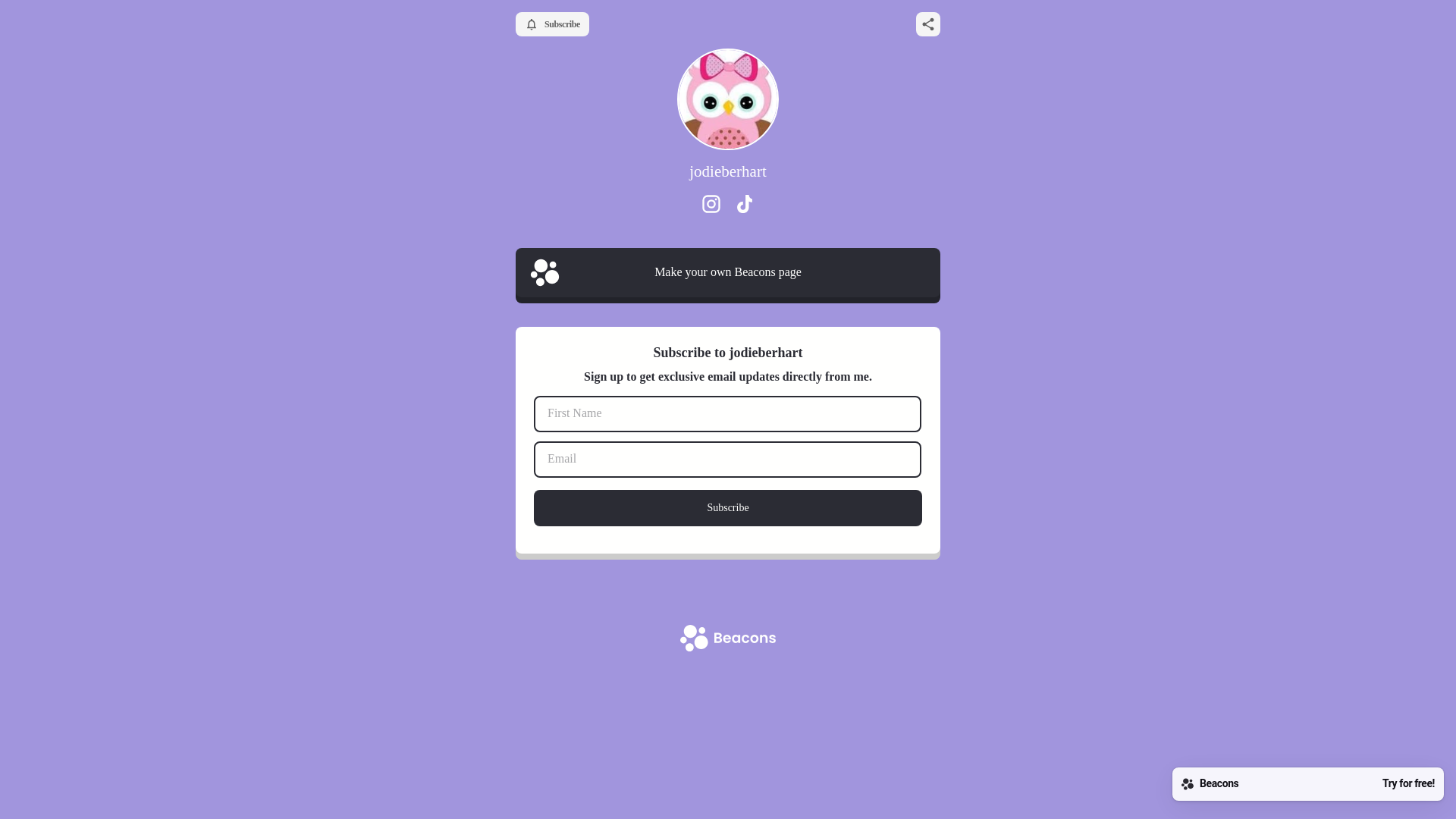 website screenshot of https://jodieberhart.com/