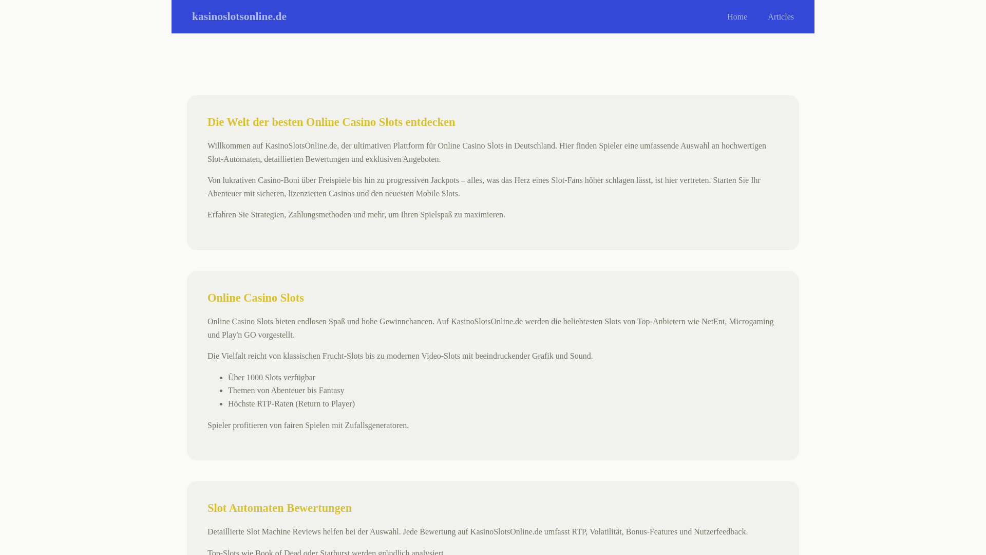 website screenshot of https://kasinoslotsonline.de/