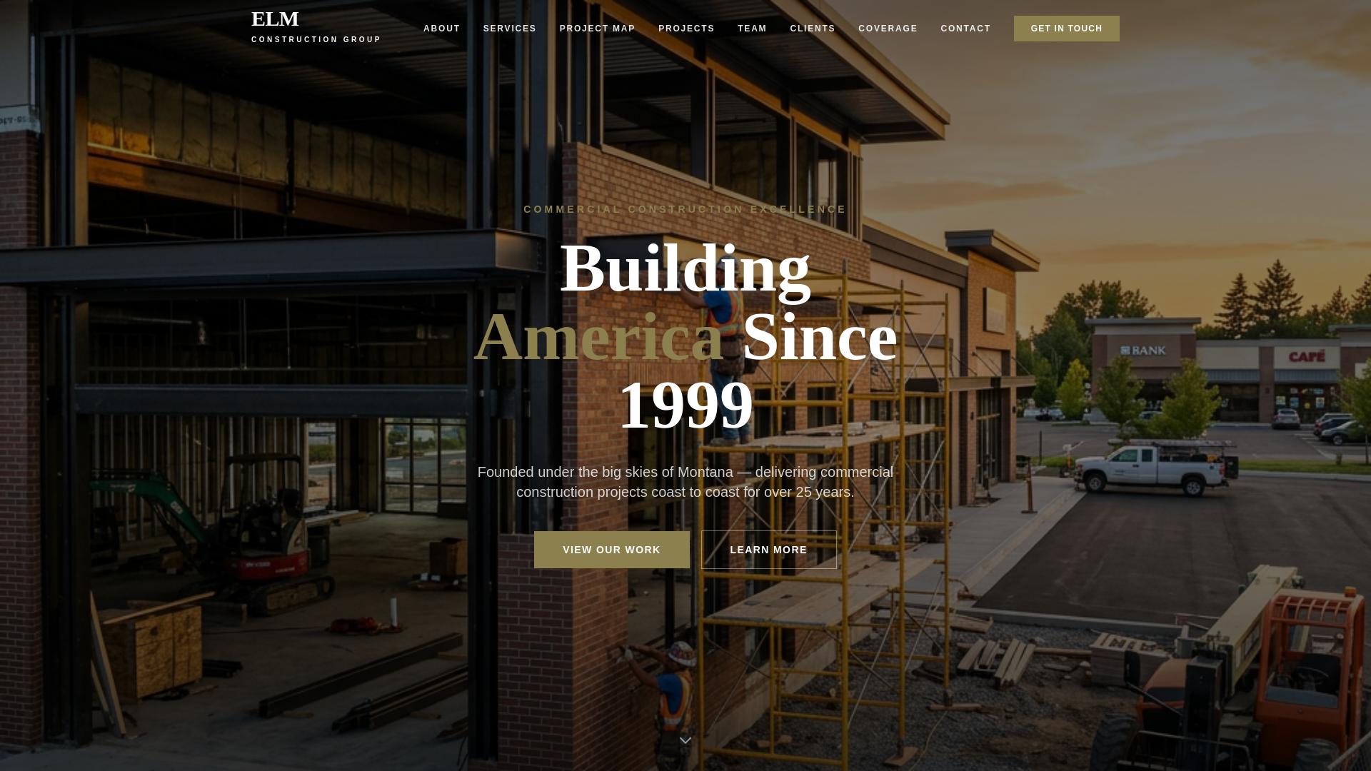 website screenshot of https://elmcommercialbuilders.com/