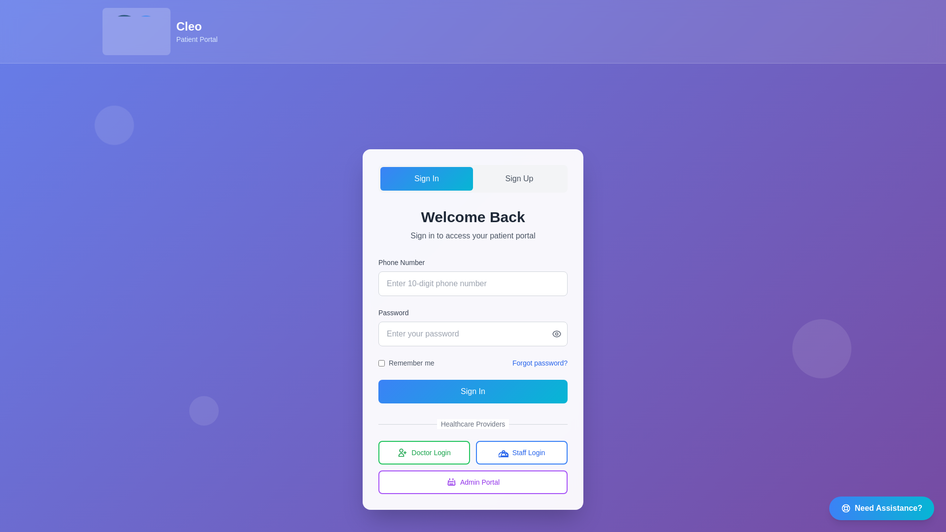website screenshot of https://cleo.help/login