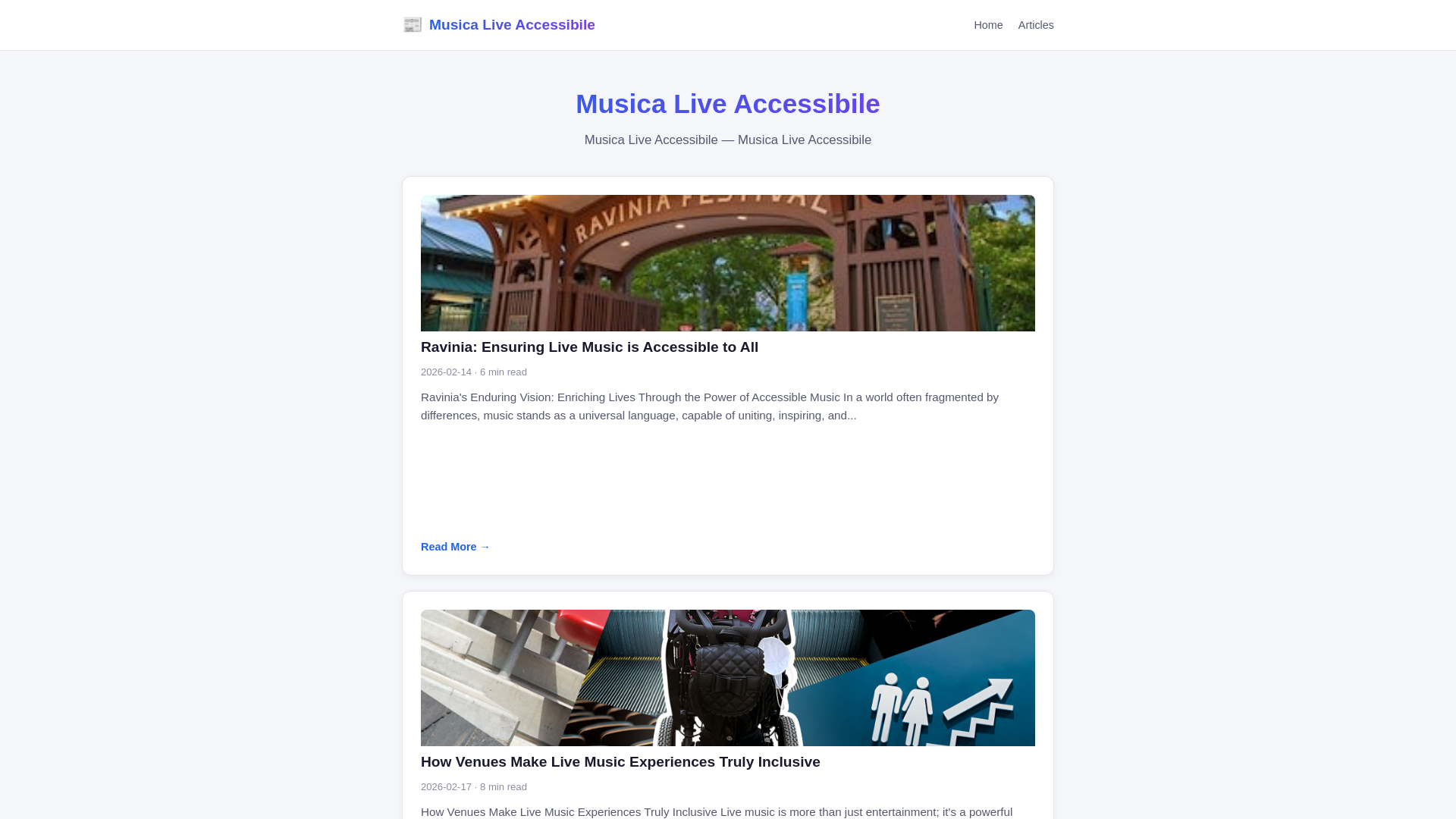 website screenshot of https://musica-live-accessibile.pages.dev/