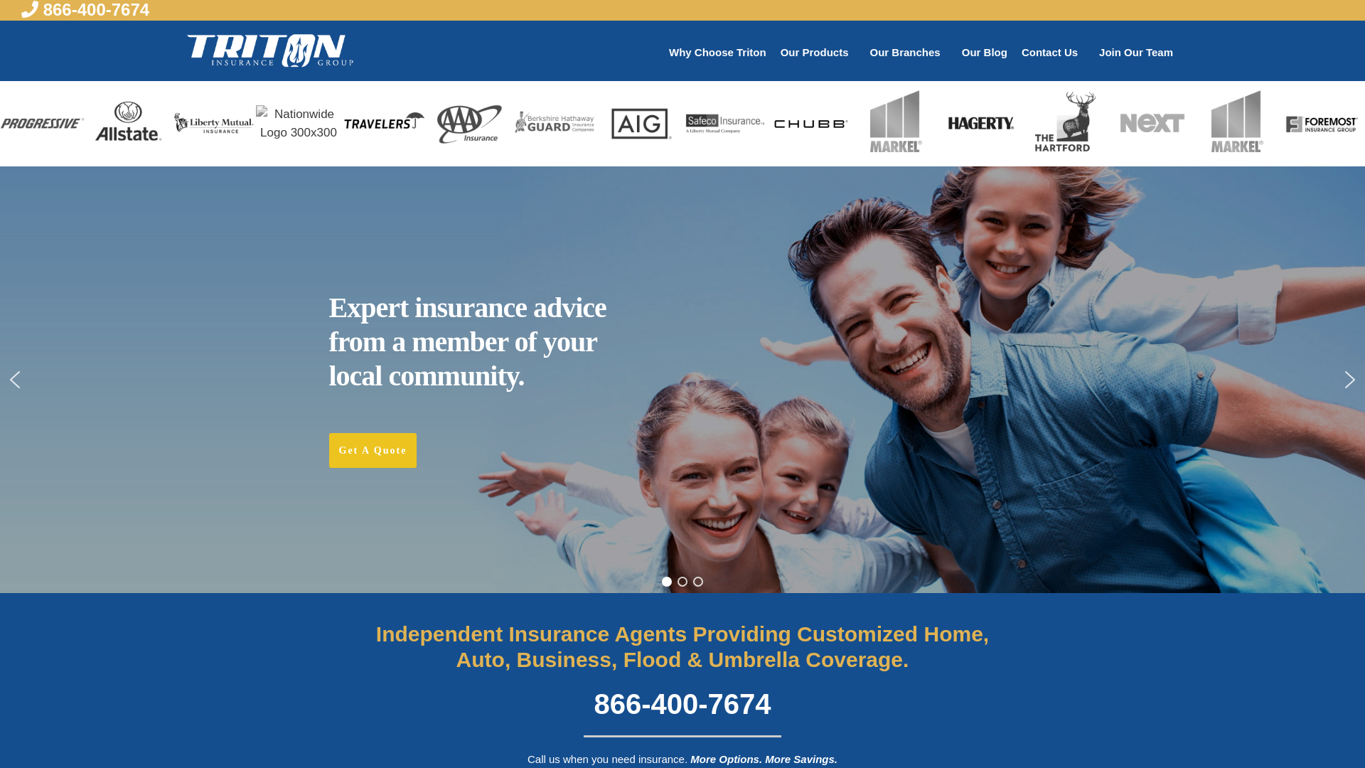 website screenshot of https://tritoninsurancegroup.com/
