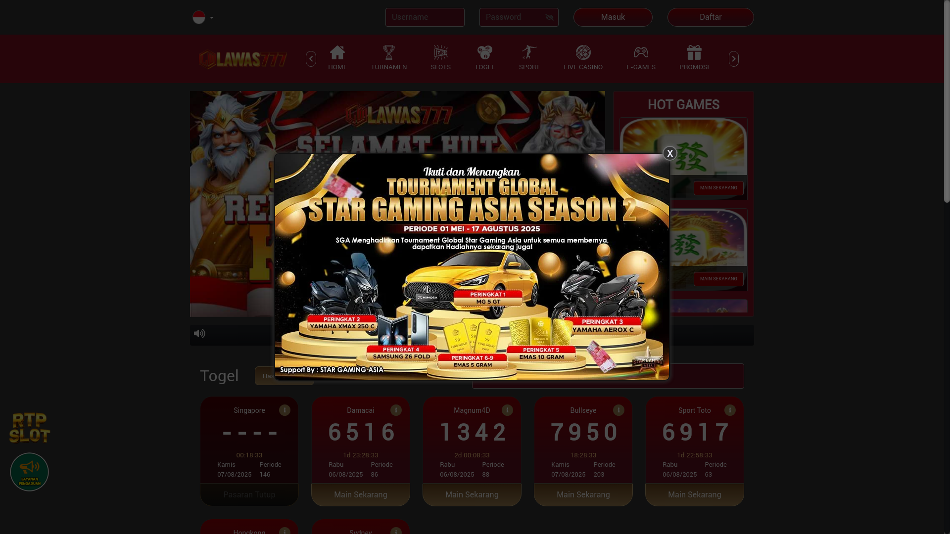 website screenshot of https://lawas777yu.co/