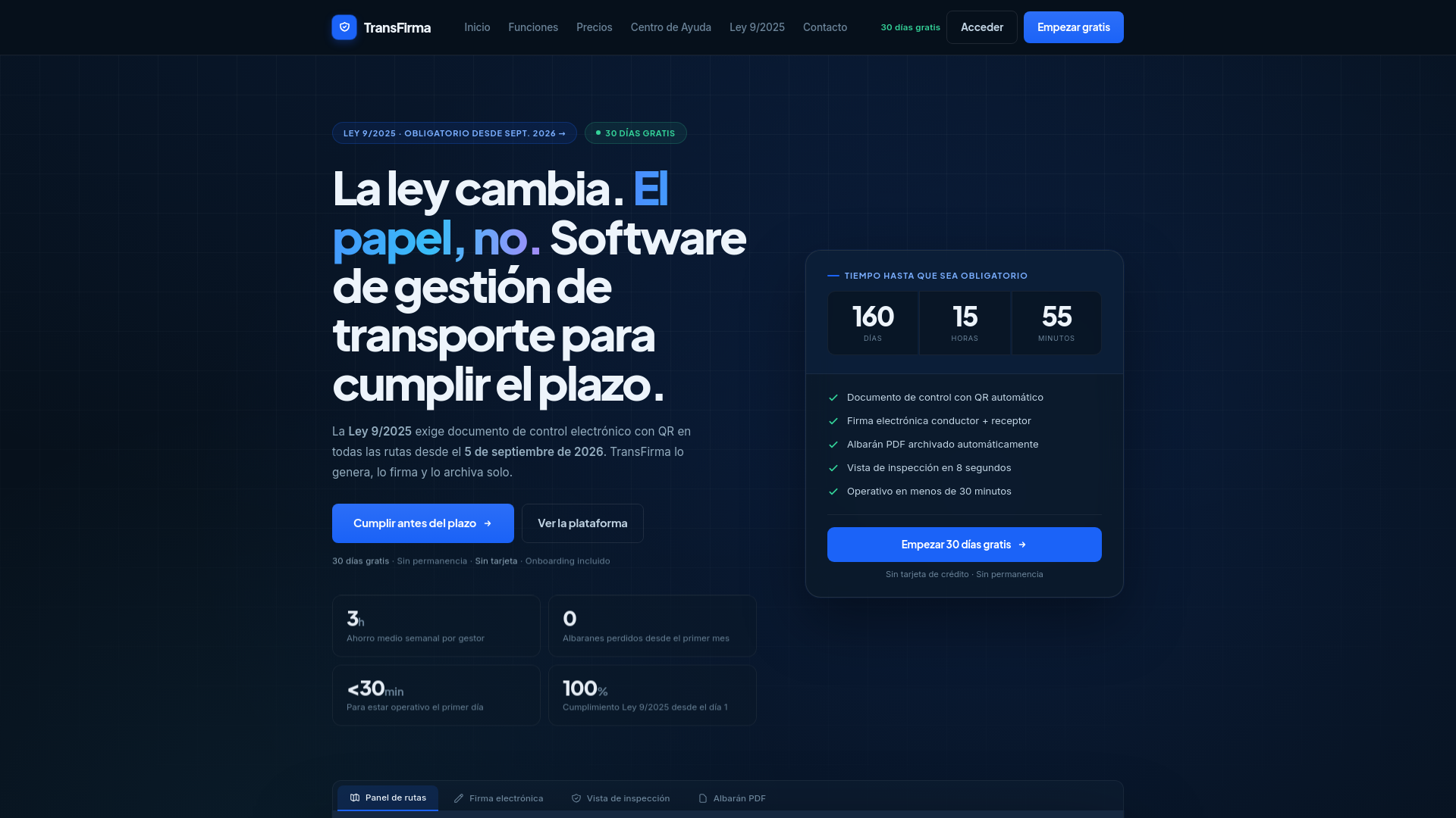 website screenshot of https://transfirma.app/