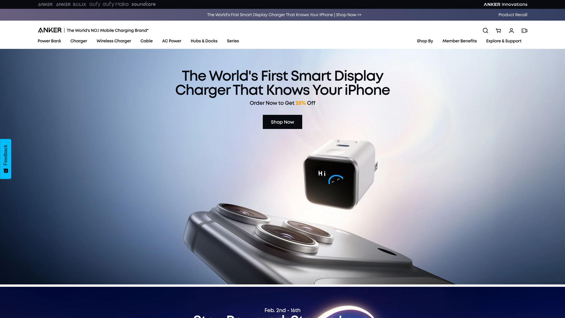 website screenshot of https://anker.com