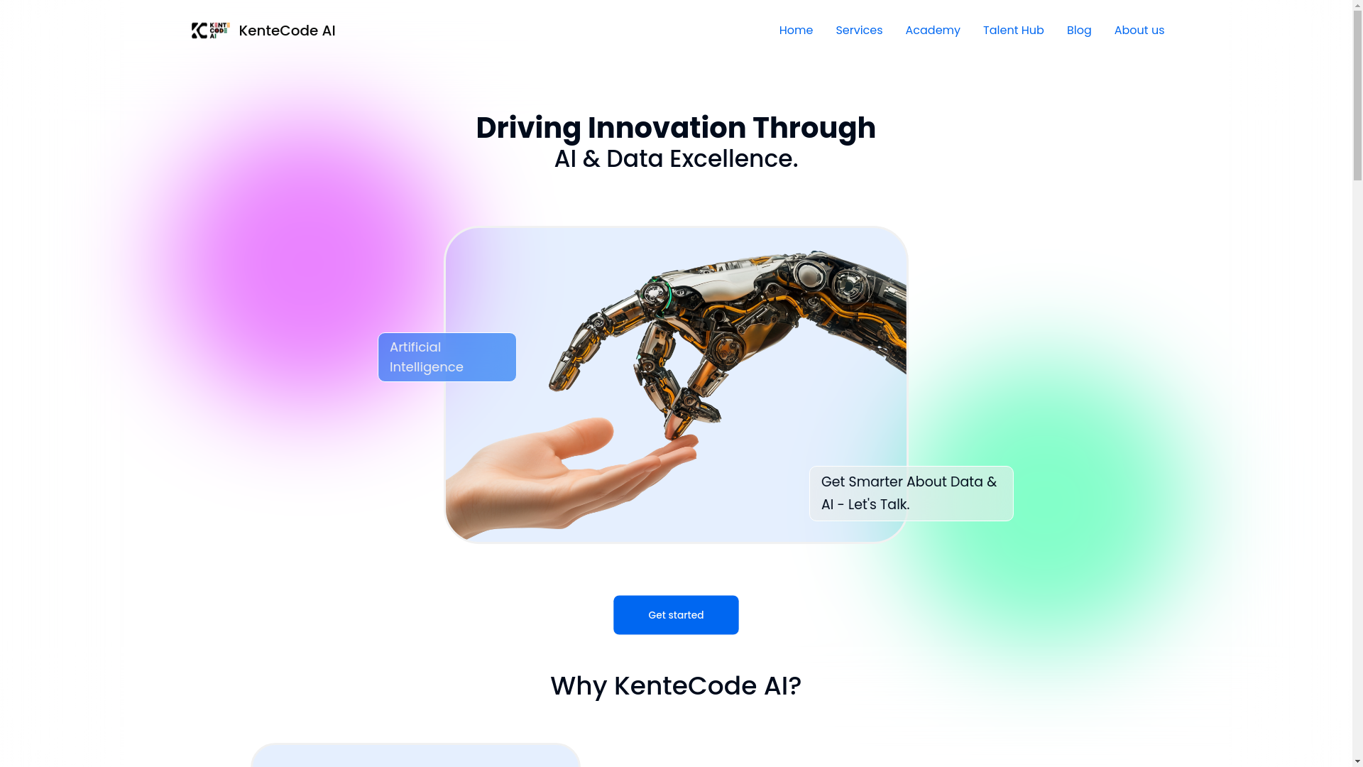 website screenshot of https://kentecodeai.com/