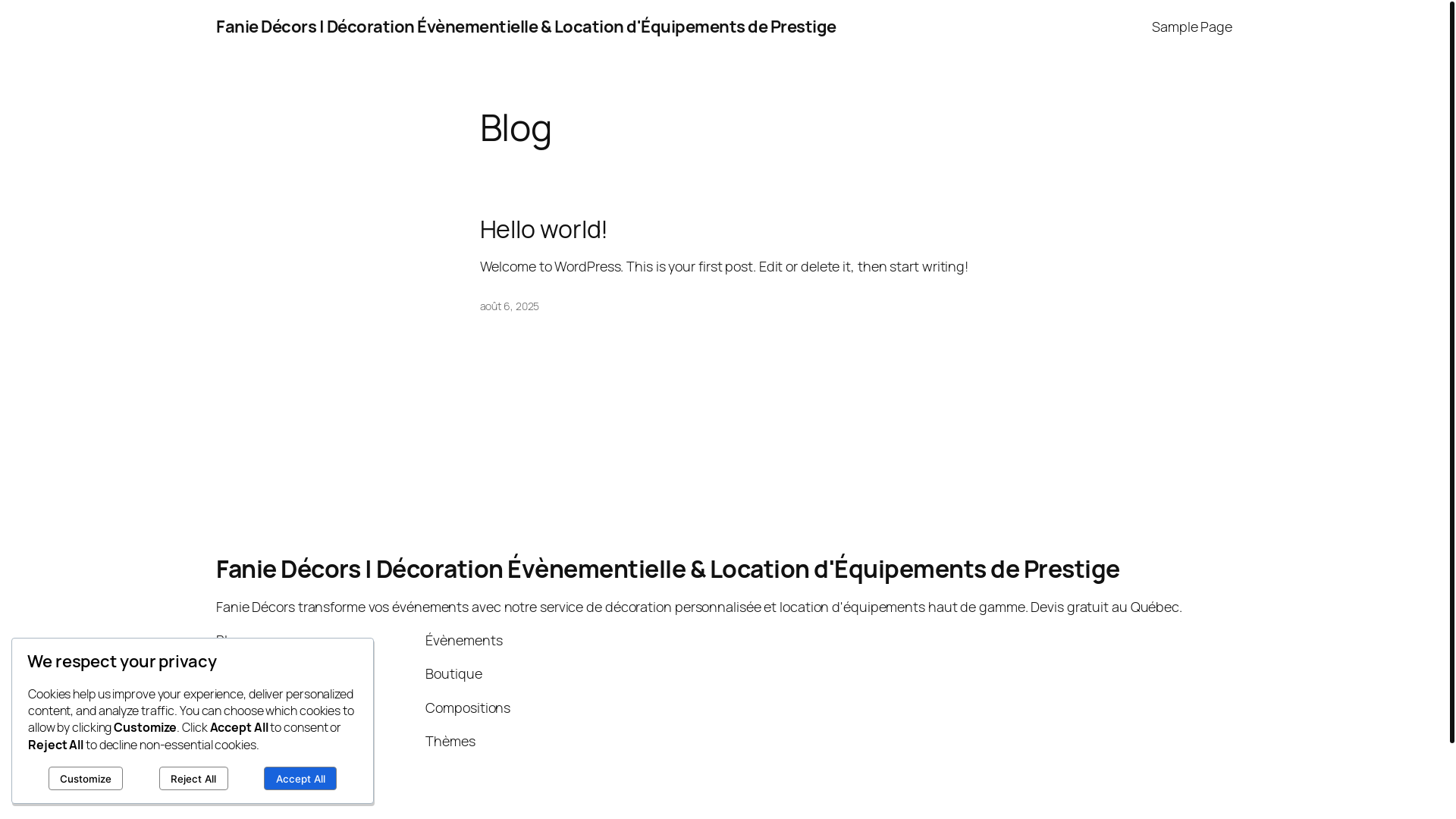 website screenshot of https://faniedecors.ca/