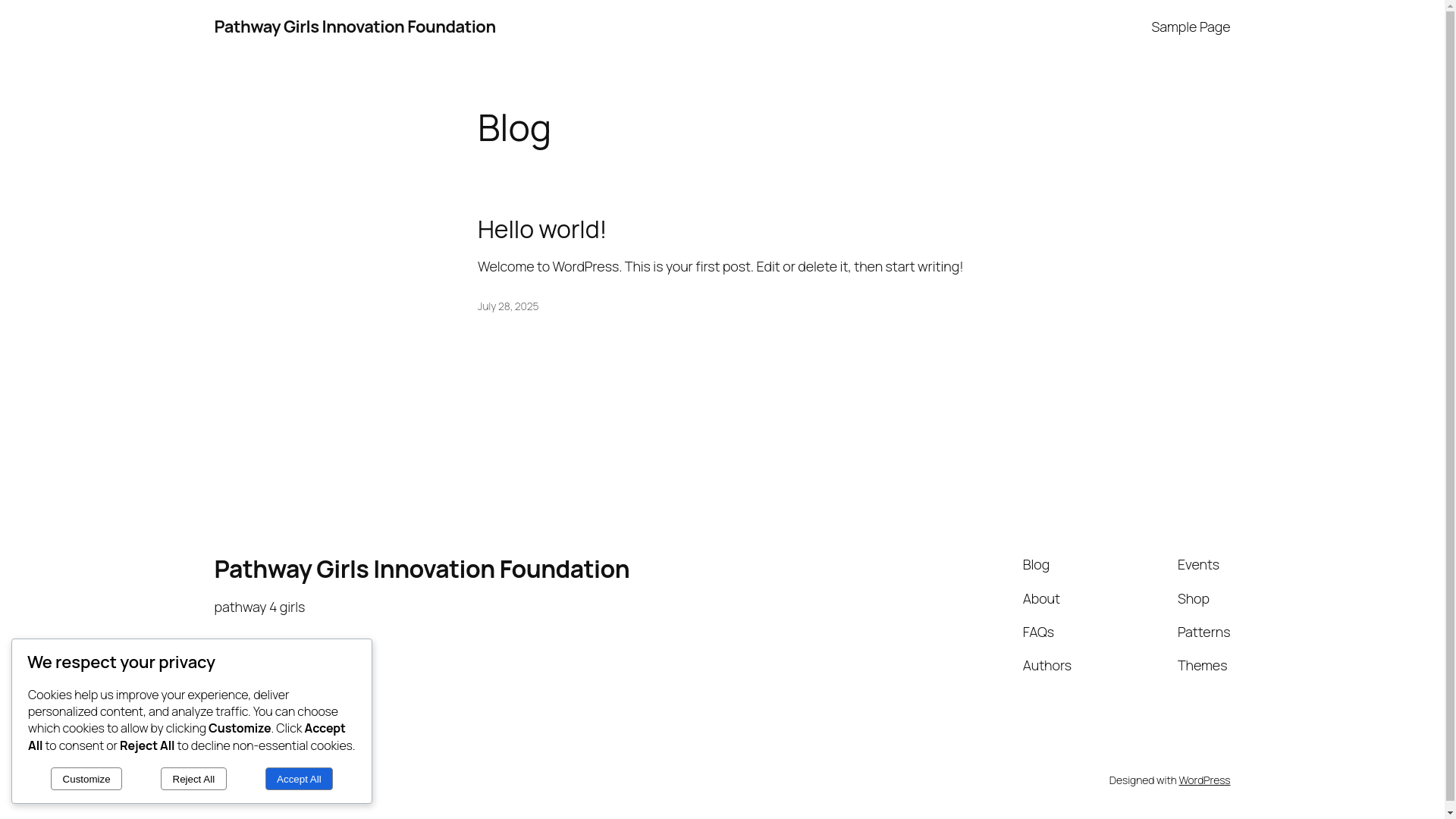 website screenshot of https://pathway4girls.org/